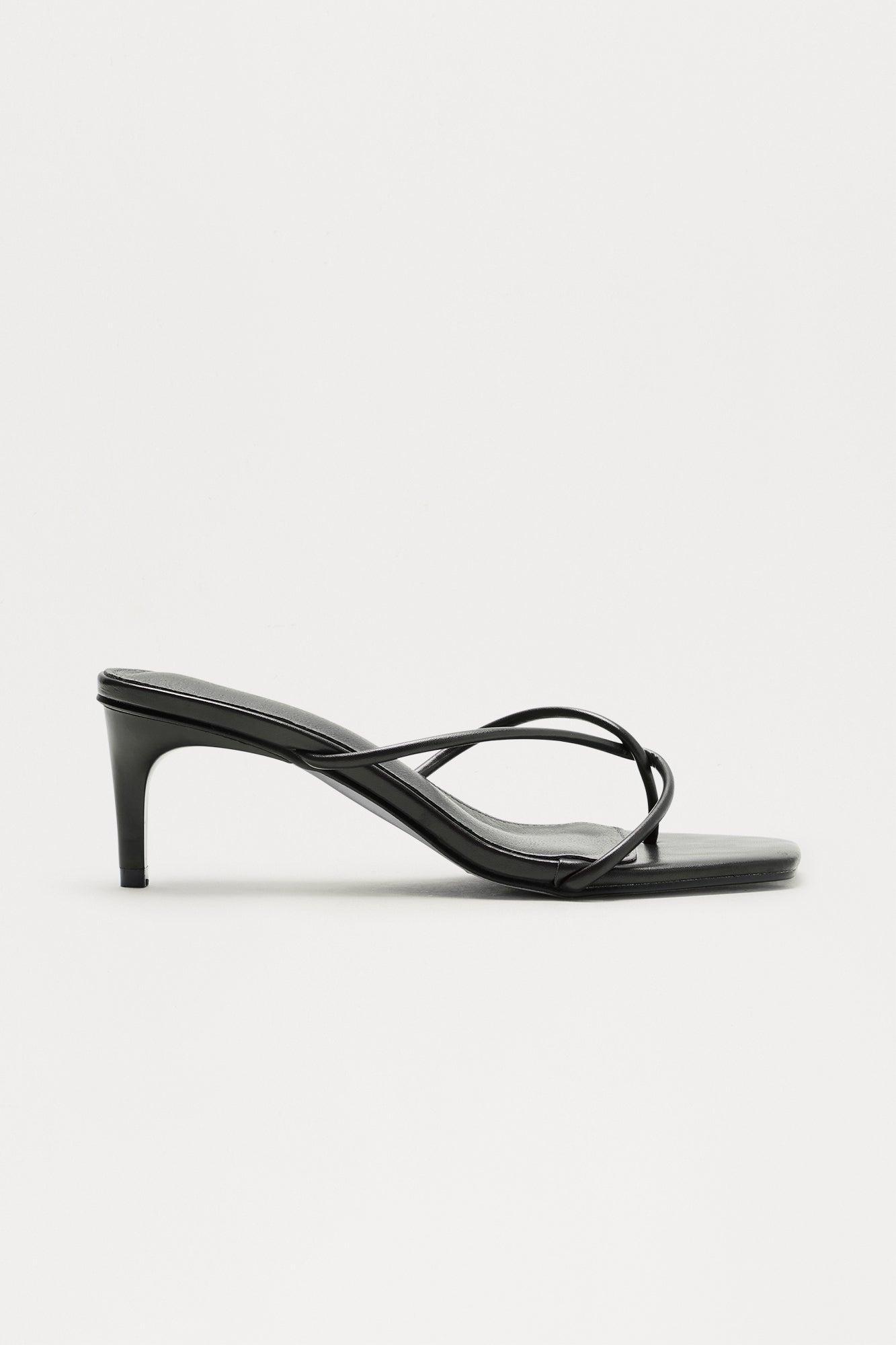 Berry Faux Leather Thong Mules - Black Product Image