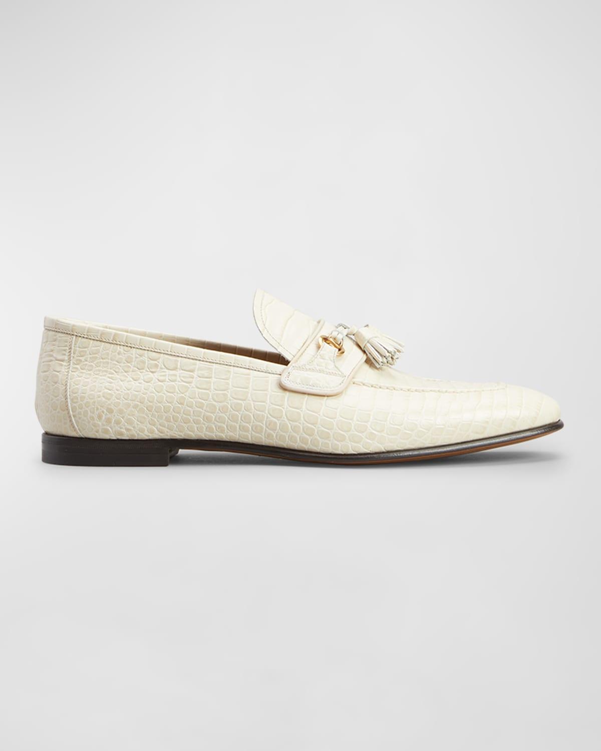 Mens Sean Alligator-Printed Leather Tassel Loafers Product Image