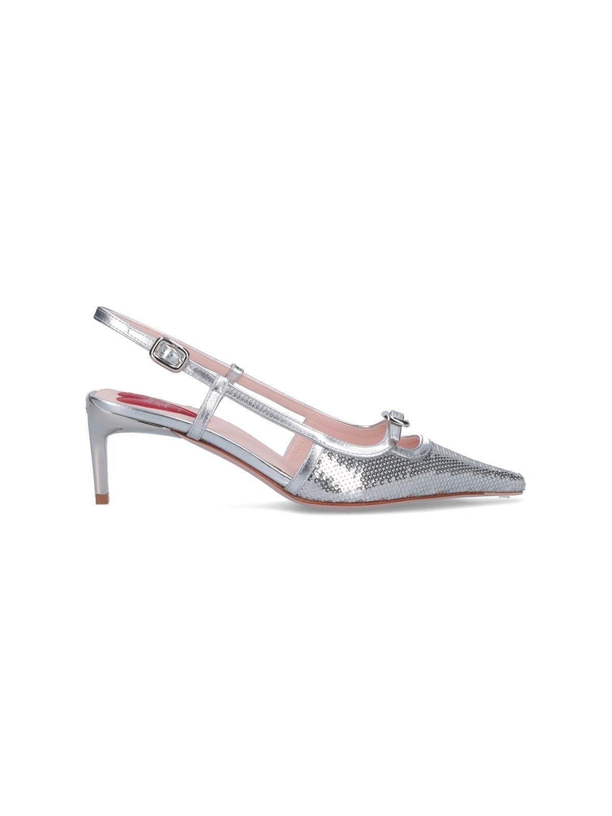 ROGER VIVIER Mini-buckle Slingback Pumps In Silver Product Image