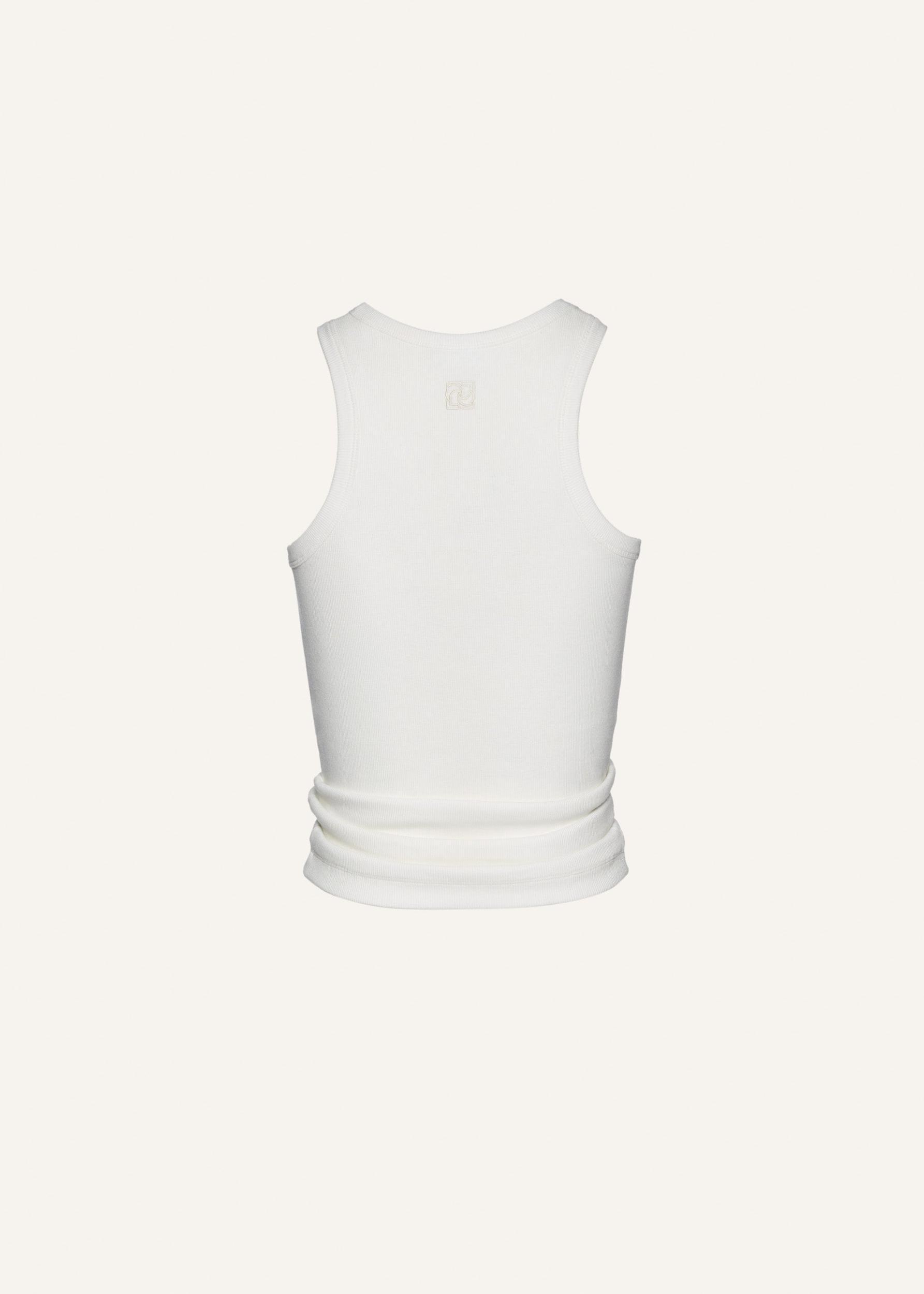 Knotted tank top in cream Product Image