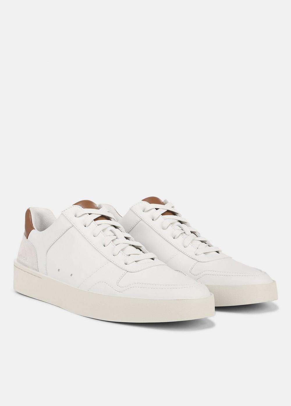 Mens Peyton Leather Lace-Up Sneaker, Chalk White, Size 7 Vince Product Image