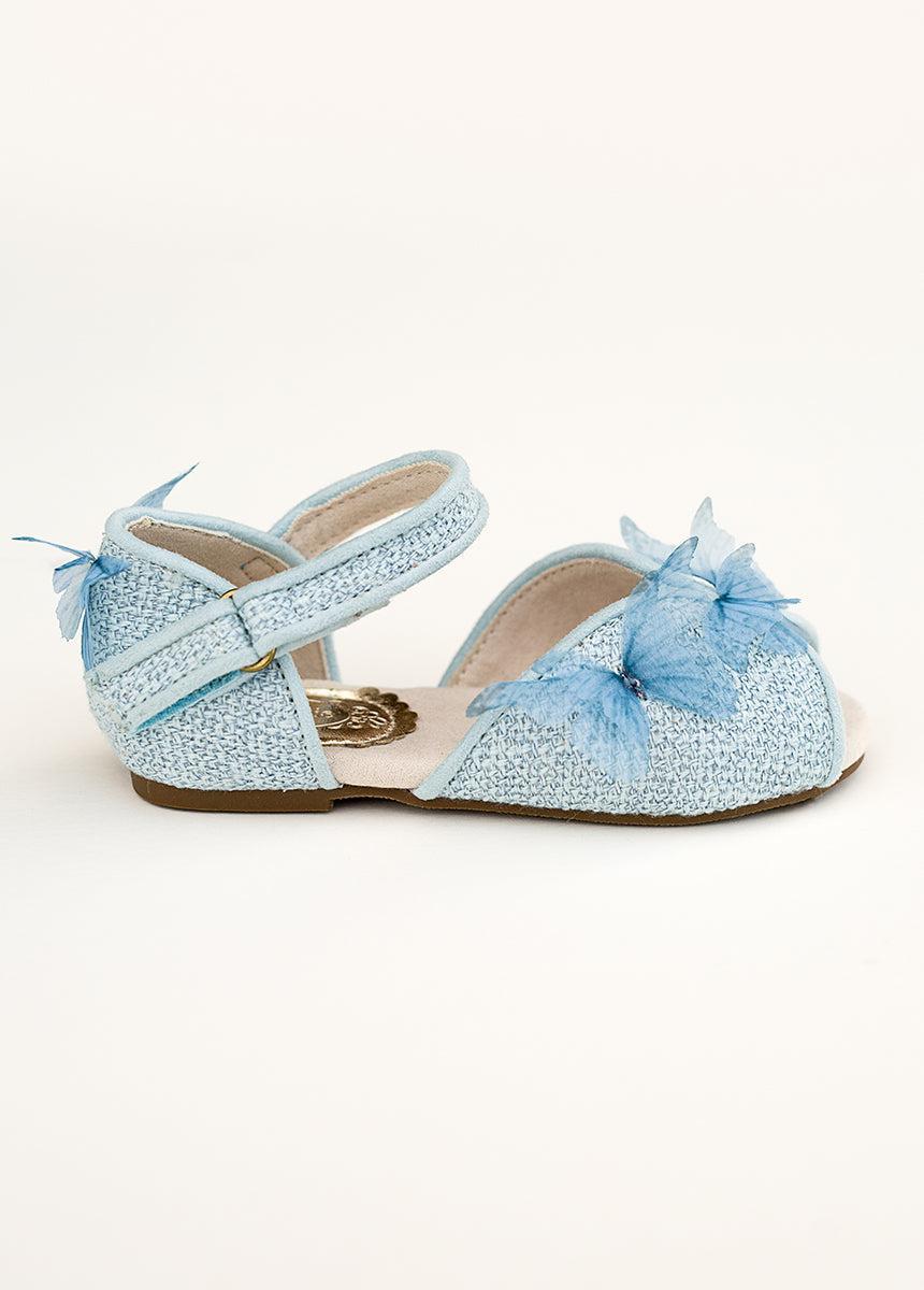 Mercedes Peep Toe Flats in Pale Blue Girls Product Image