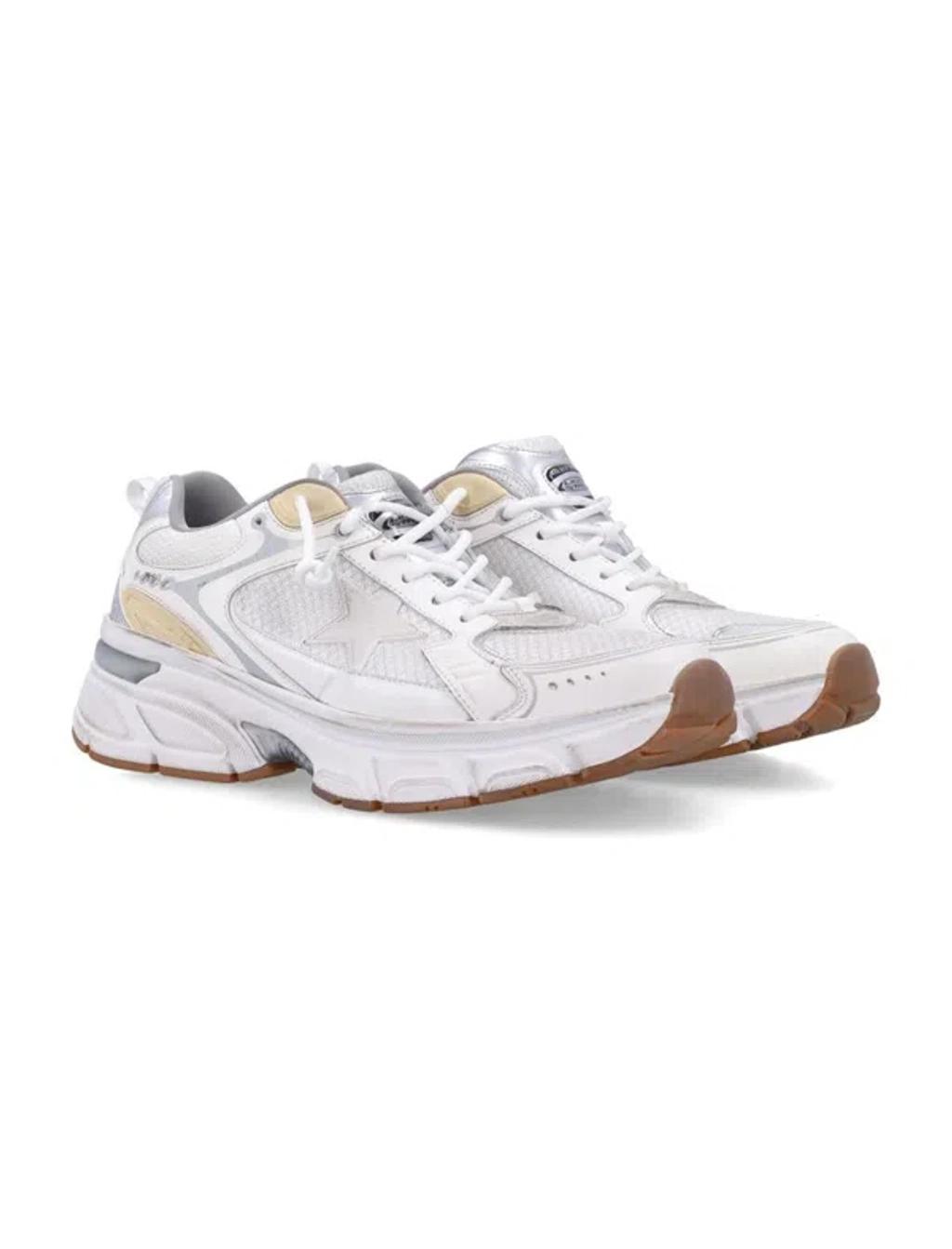 GOLDEN GOOSE Lightstar Leather Net And Suede Upper Sneakers With Tpu Star Net Heel In White Product Image