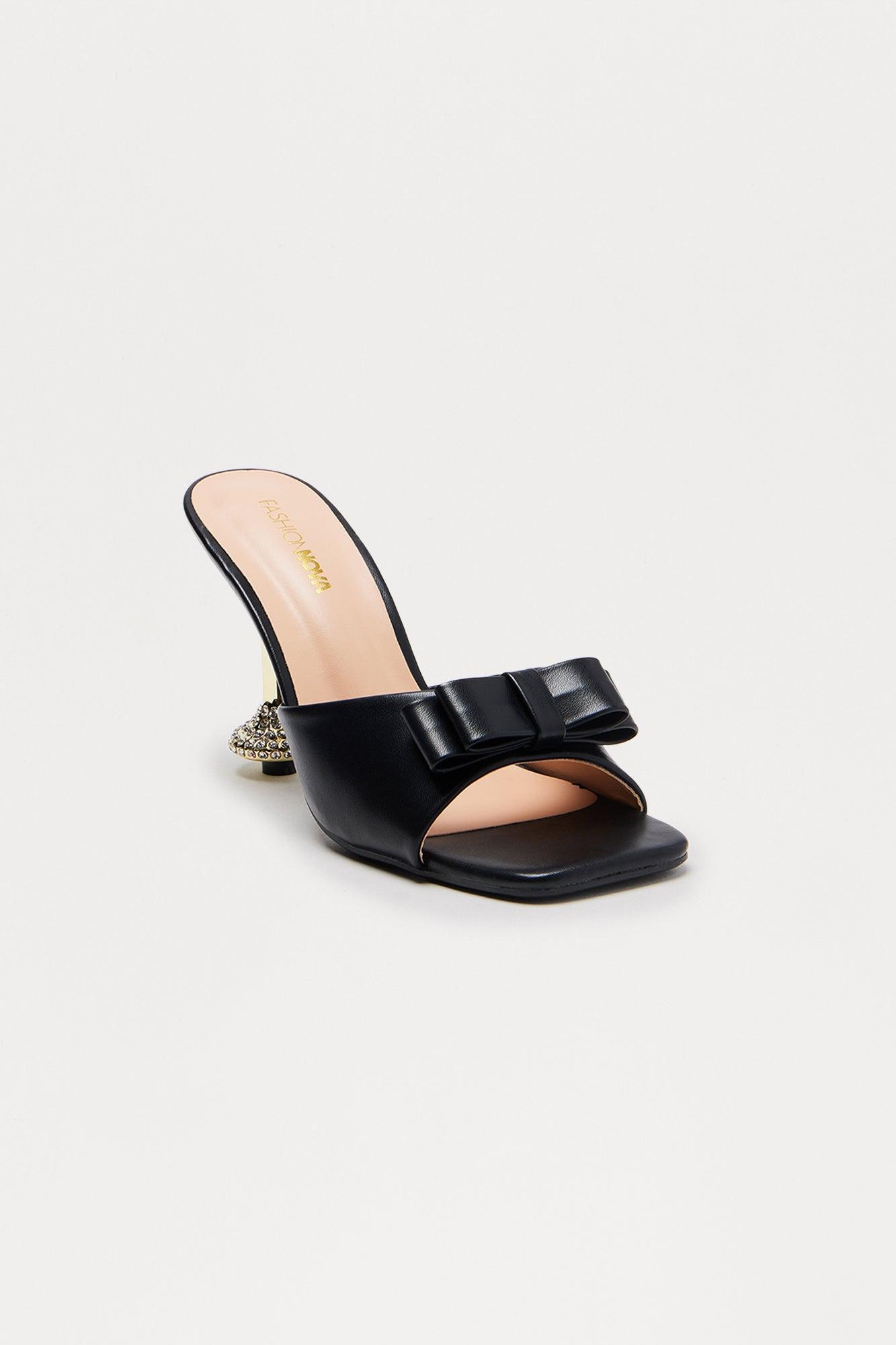 Everlane Bow Rhinestone Heels - Black Product Image