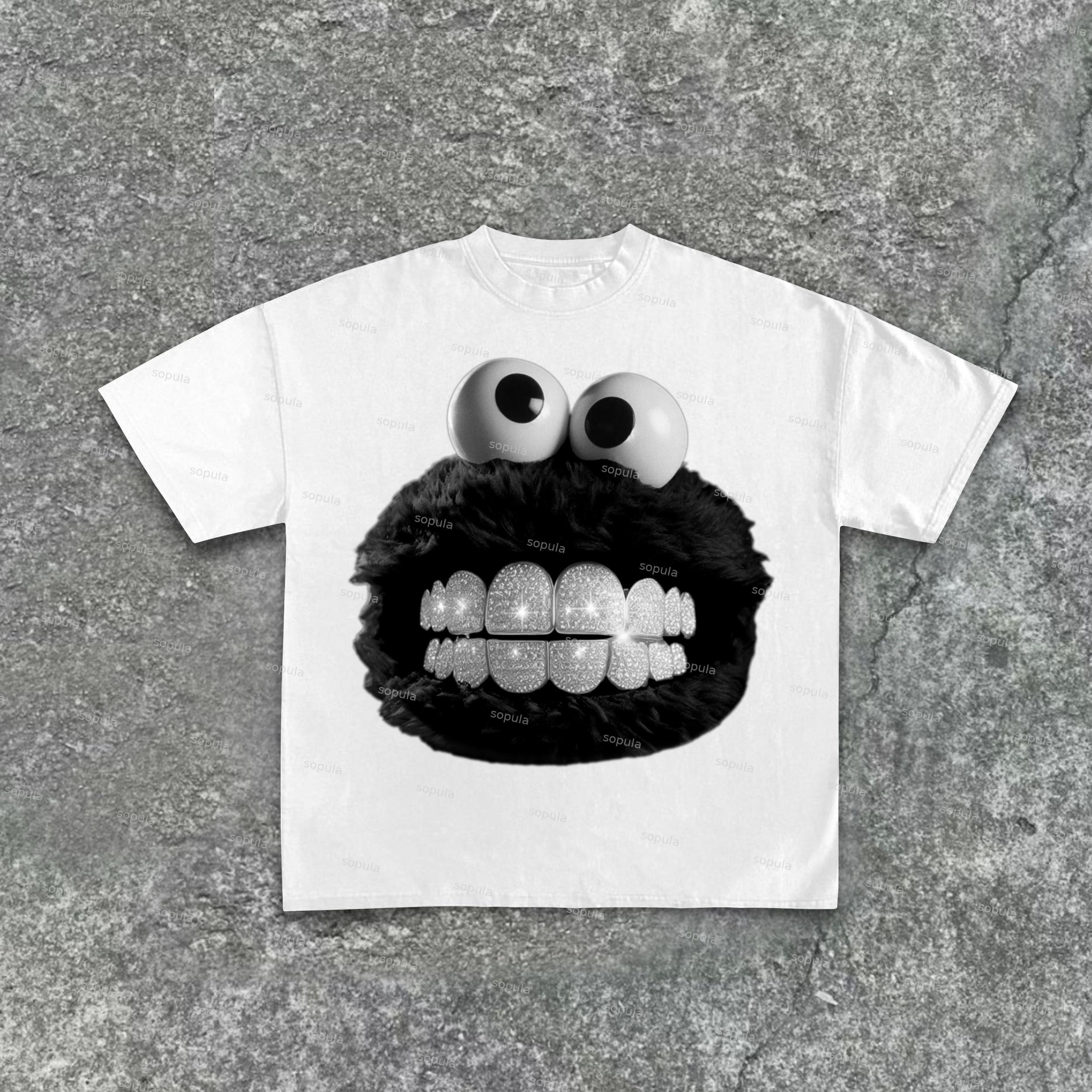 Men's Smiling Diamond Braces Graphics Cotton Casual T-Shirt Product Image