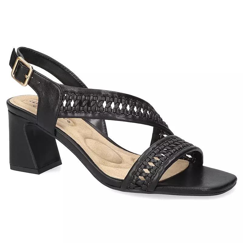 Easy Street Rowan Square Toe Block Heel Women's Slingback Sandals, Size: 9 XW, Black Product Image