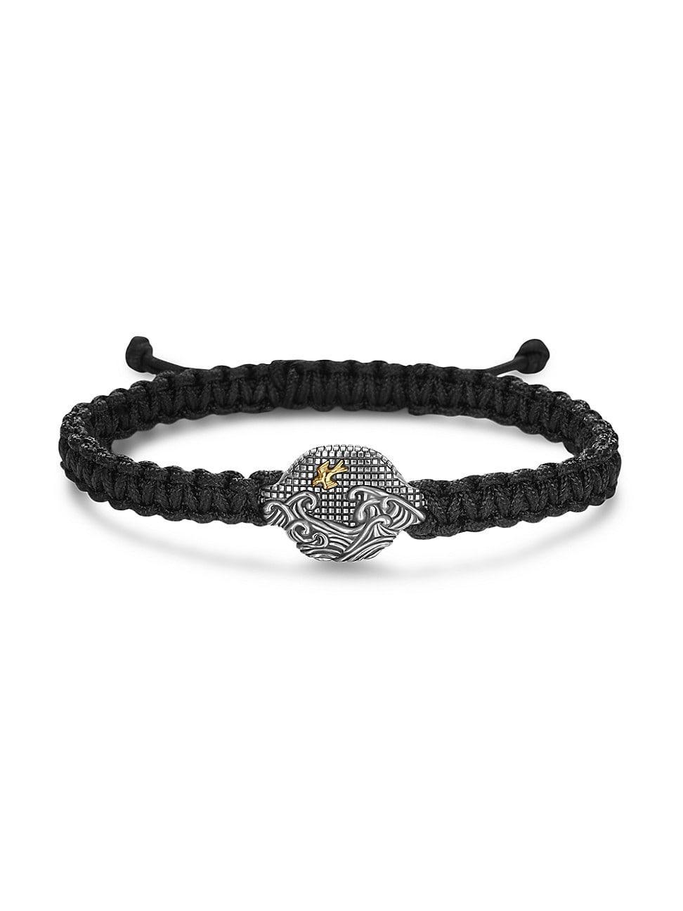 David Yurman Mens 18K Yellow Gold & Sterling Silver Waves Nylon Weaved Bolo Bracelet Product Image