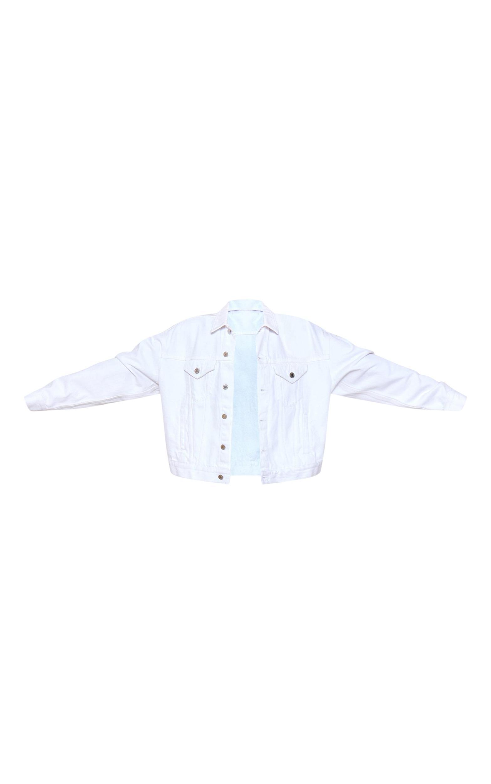 White Classic Oversized Denim Jacket Product Image