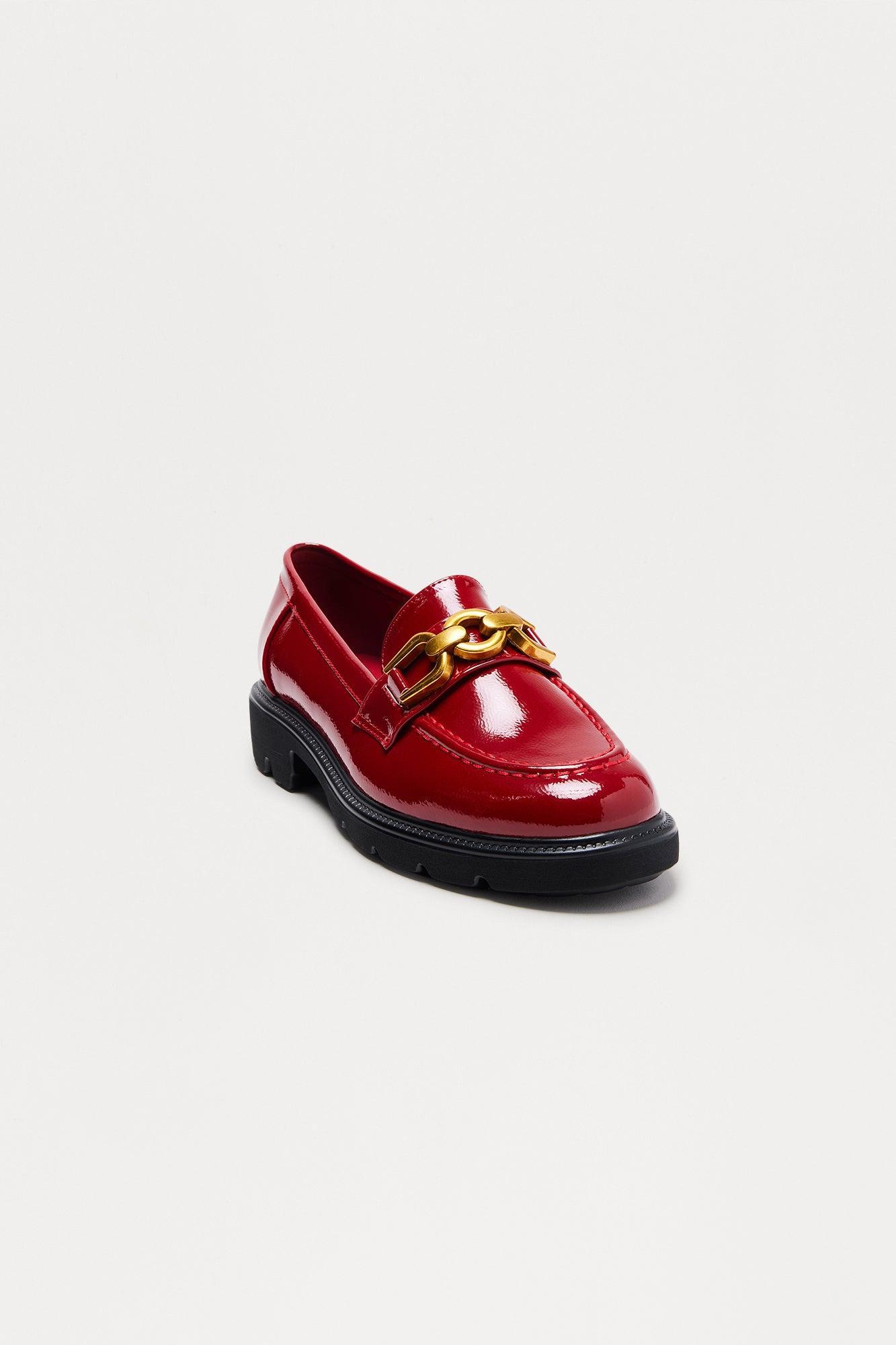 Stewart Faux Patent Loafers - Red Product Image