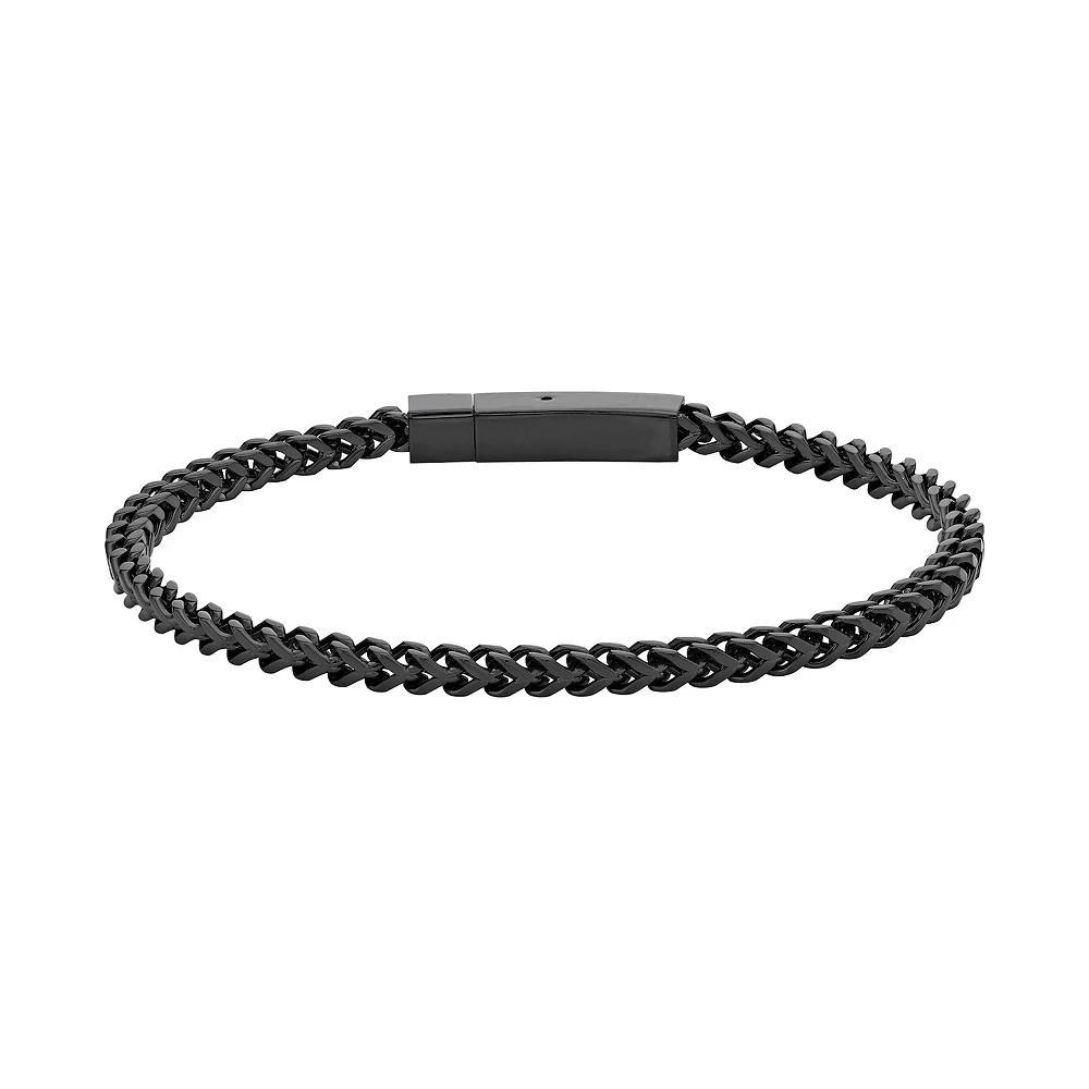 Men's LYNX Stainless Steel Foxtail Chain Bracelet, Size: 9", Black Tone Product Image