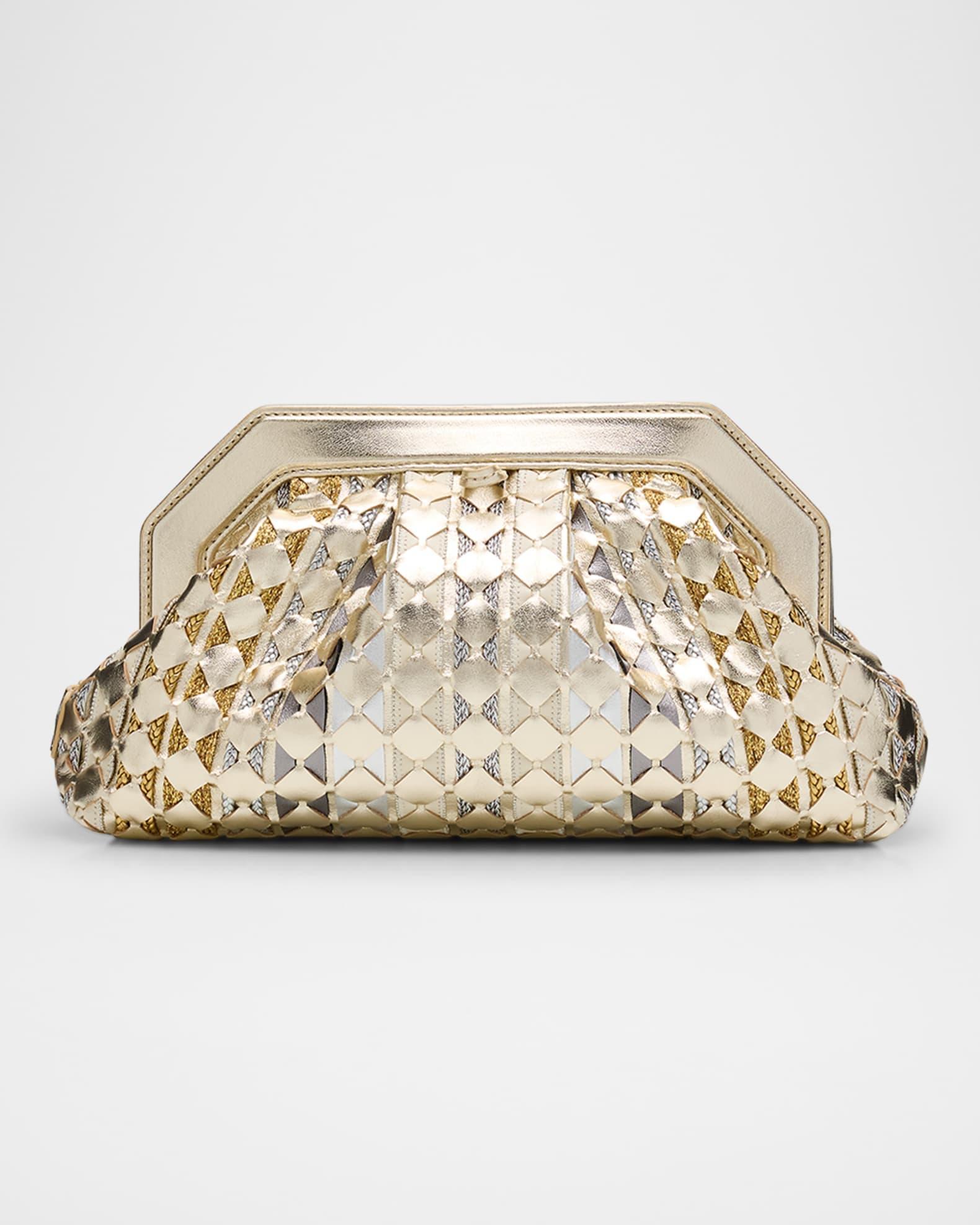 Secret Woven Mosaic Metallic Leather Clutch Bag Product Image