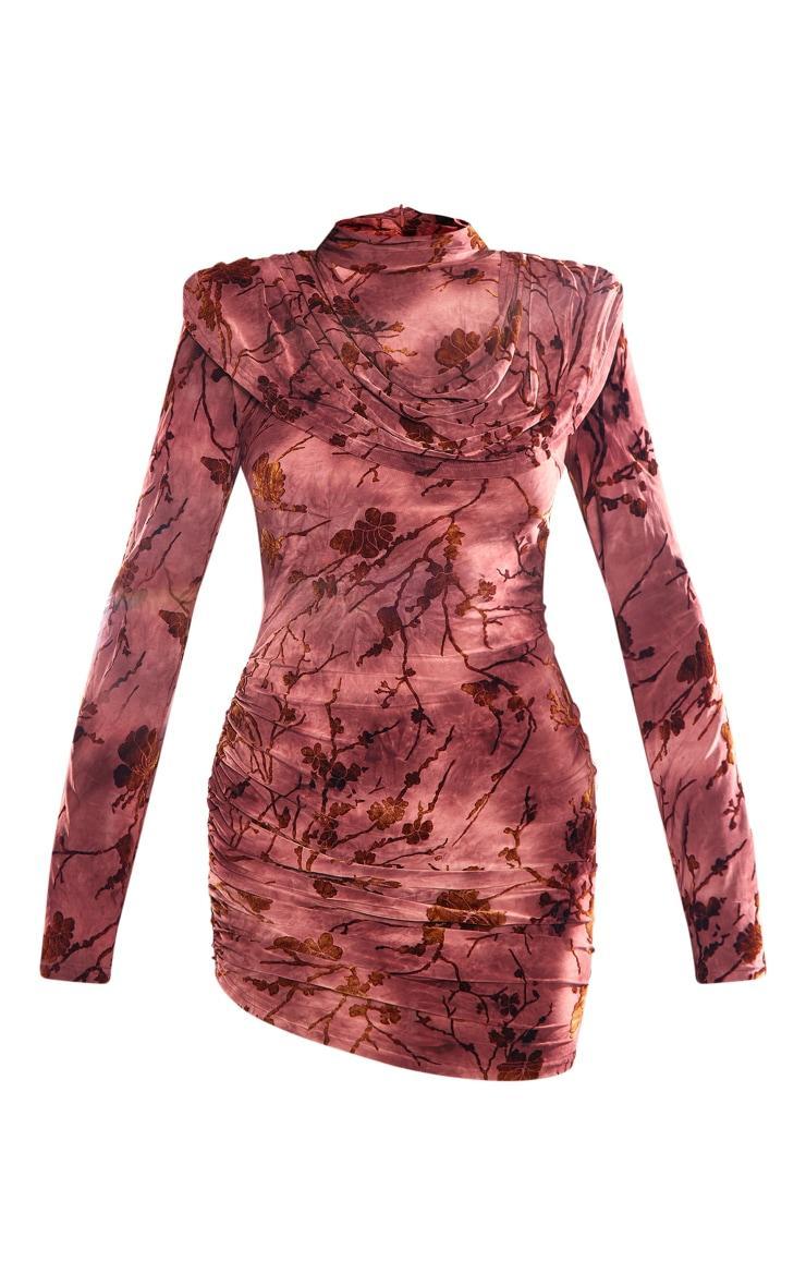 Brown Structured Devore Soft Touch Mini Dress Product Image