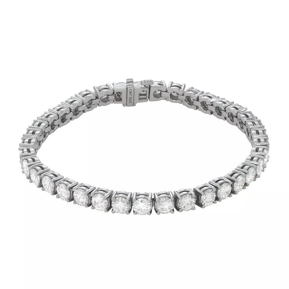 Moissanite Outlet Sterling Silver 12 1/5 Carat T.W. Round Lab-Created Moissanite Tennis Bracelet, Women's Product Image