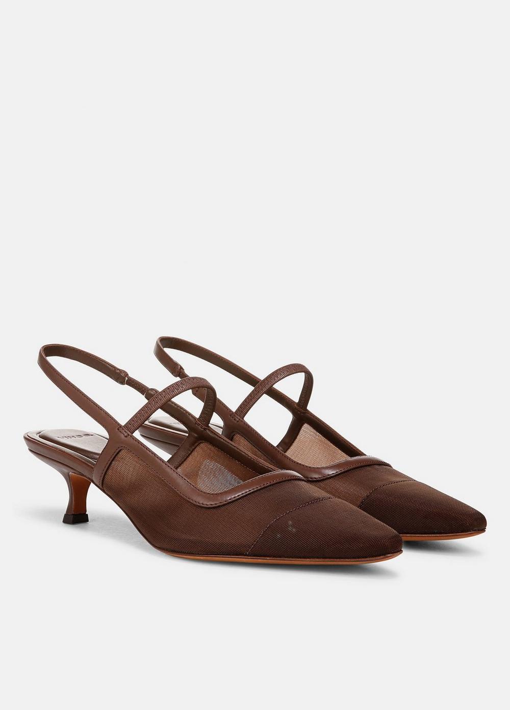 Womens Venice Leather And Mesh Slingback Kitten Heel, Birch Sand, Size 8.5 Vince Product Image