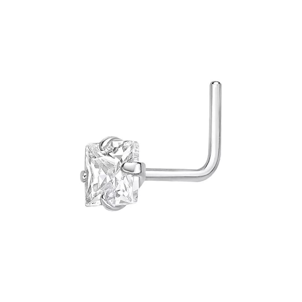 Lila Moon 14k Gold Cubic Zirconia 90 Degree Nose Ring Stud, Women's, 14k Yellow Gold Product Image