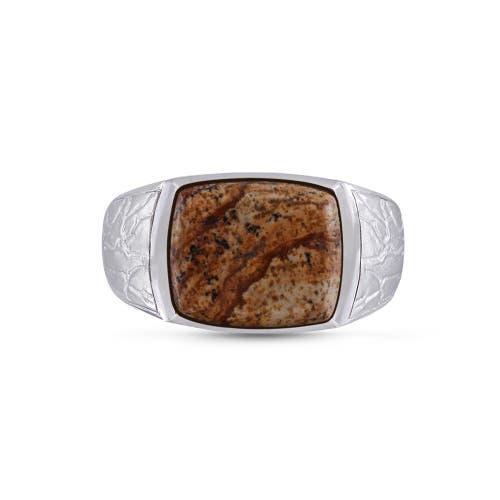 LuvMyJewelry Brown Picasso Jasper Sterling Silver Men Signet Ring at Nordstrom, Size 9.5 Product Image