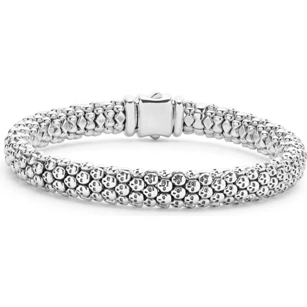 LAGOS Men's Anthem Caviar Skull Bracelet in Silver at Nordstrom, Size 7 Product Image