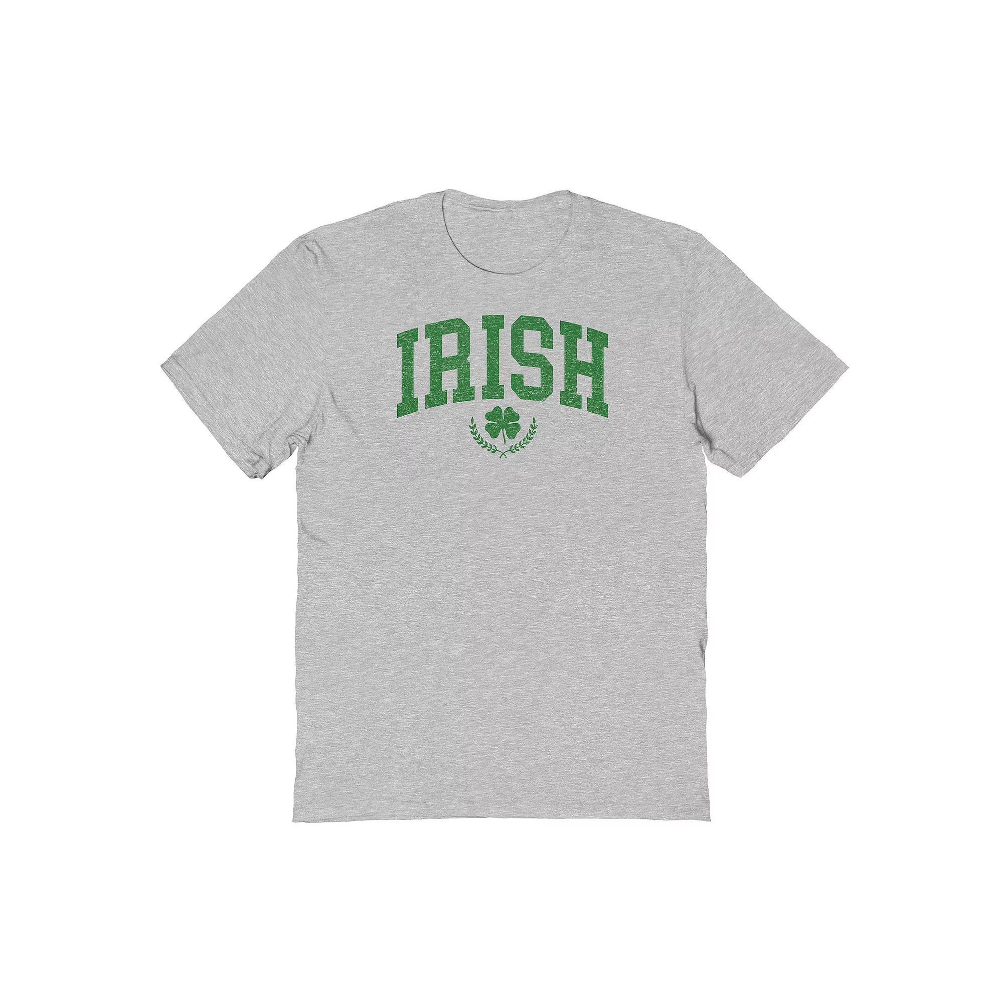 Men's St Patrick's Day Irish Green Collegiate Graphic Tee, Size: Medium, Sport Gray Product Image