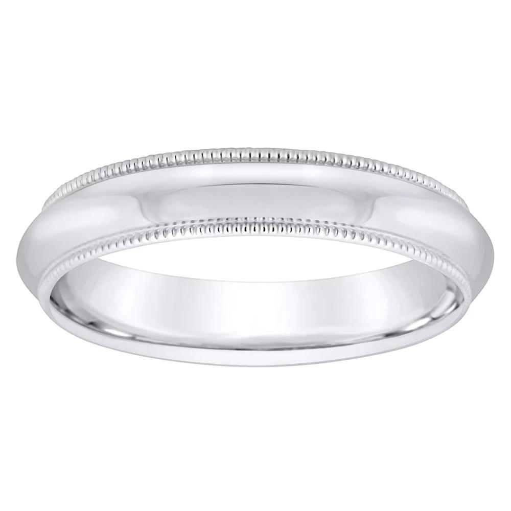 Alyson Layne Mens 18k White Gold Milgrain Comfort Fit Wedding Band Product Image