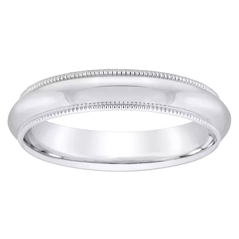 Alyson Layne Mens 18k White Gold Milgrain Comfort Fit Wedding Band Product Image