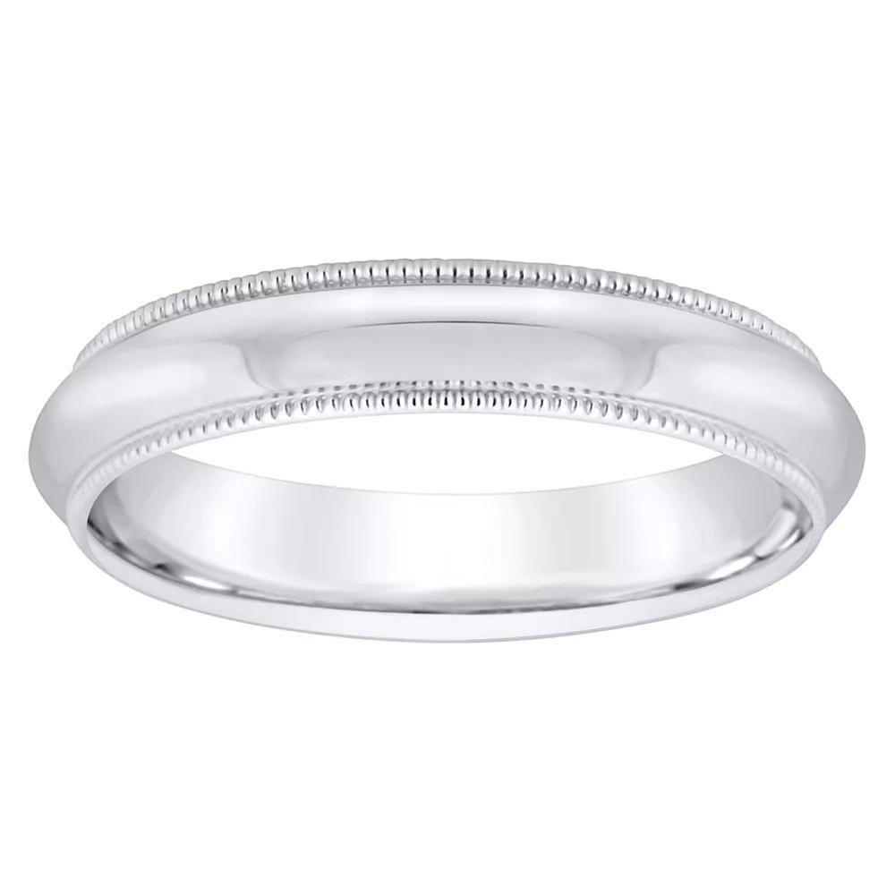 Alyson Layne Mens 18k White Gold Milgrain Comfort Fit Wedding Band Product Image