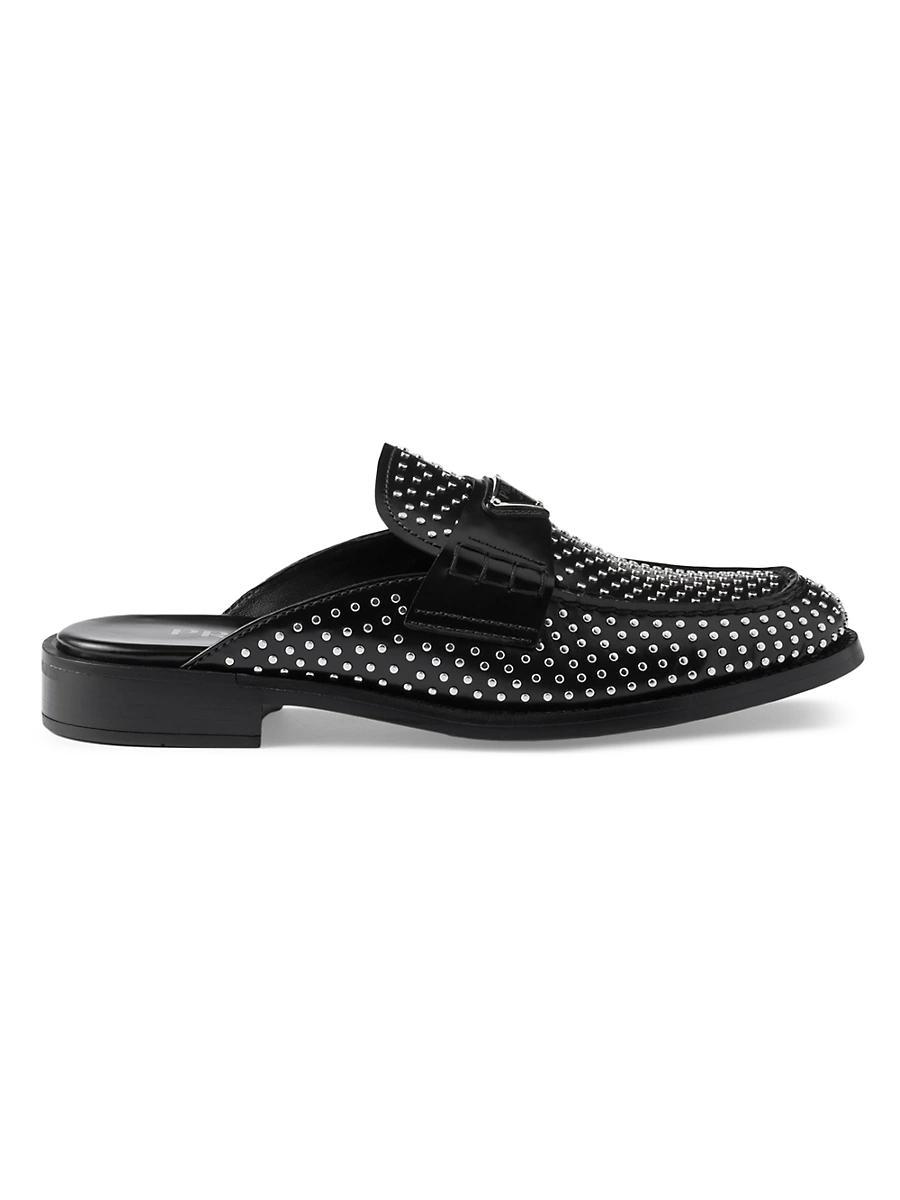 Prada Womens Studded Brushed Leather Mules Product Image