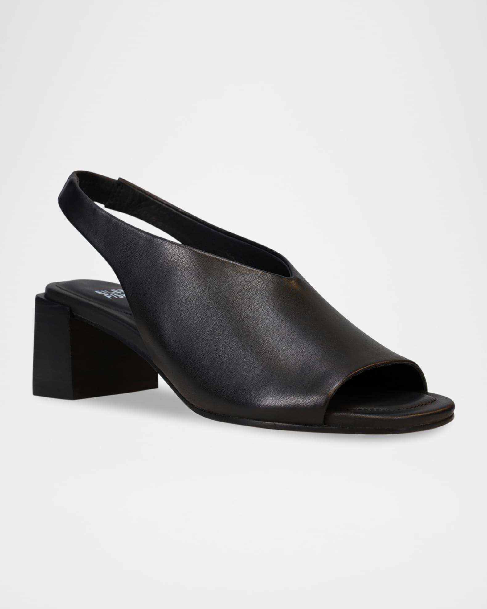 Leather Peep-Toe Slingback Pumps Product Image
