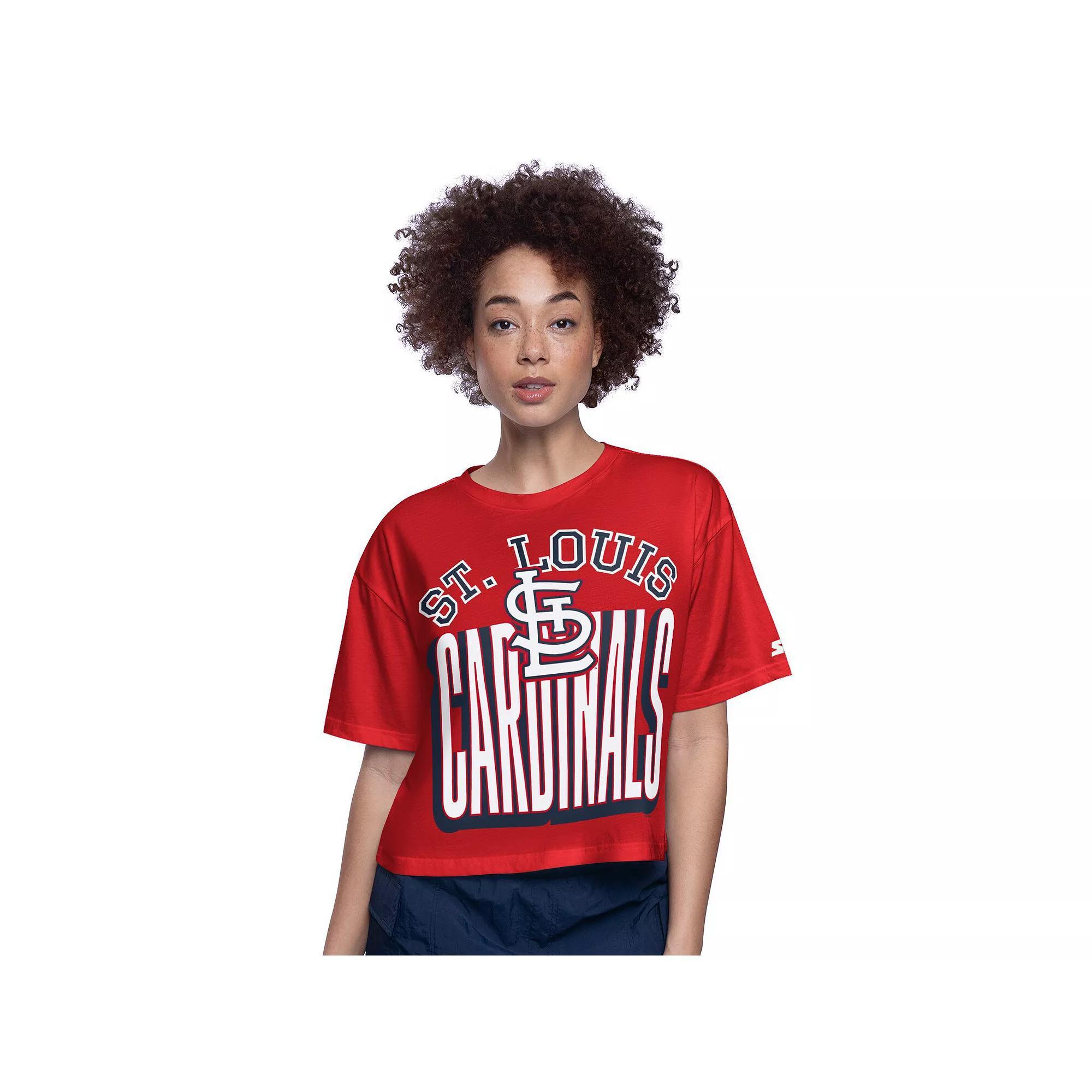 Women's Starter Red St. Louis Cardinals Play the Ball Boxy Cropped T-Shirt, Size: Large Product Image