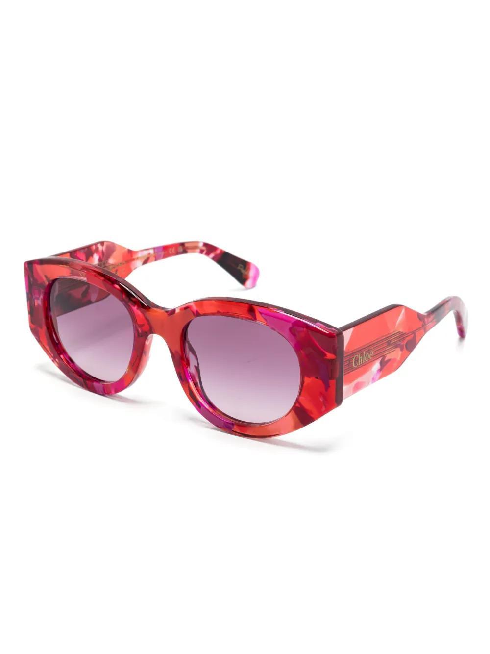 CHLOÉ Marble-pattern Sunglasses In Red Product Image