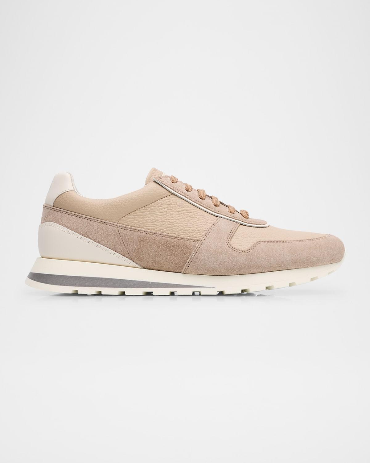 Mens Leather and Suede Runner Sneakers Product Image