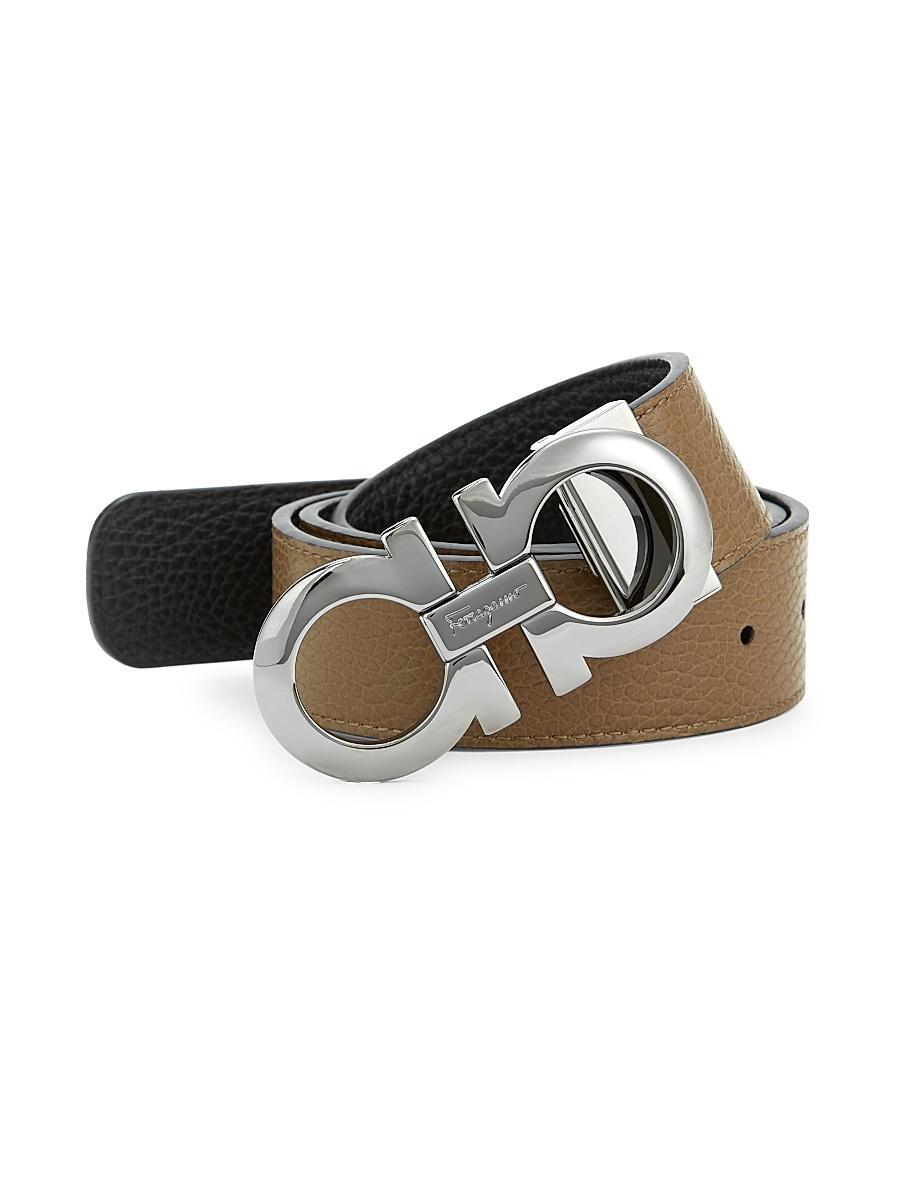Mens Adjustable Gancini Cut-to-Size Reversible Leather Belt Product Image