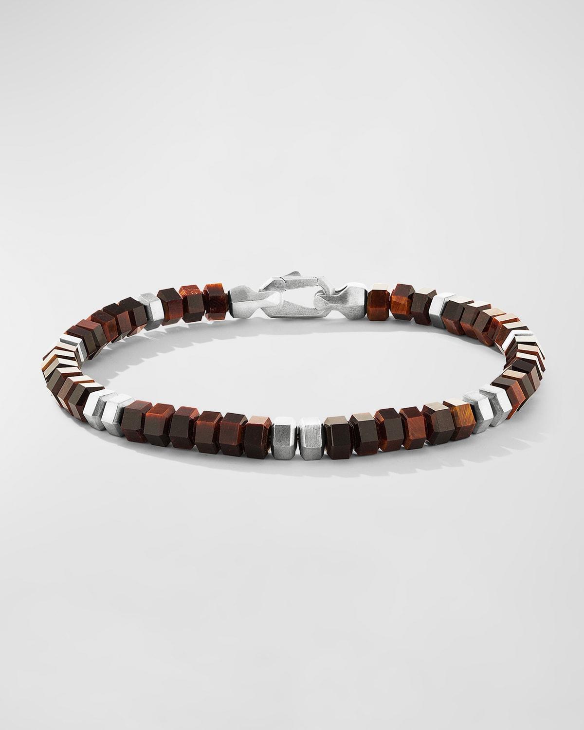 David Yurman Mens Hex Bead Bracelet in Sterling Silver with Red Tigers Eye, 6mm Product Image