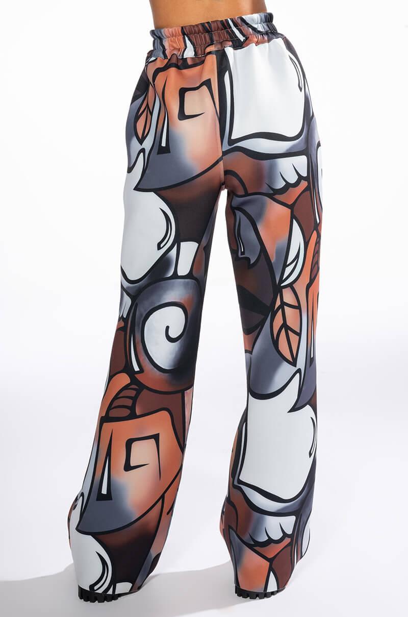 MAIN SQUEEZE PRINTED SCUBA WIDE LEG JOGGER Product Image