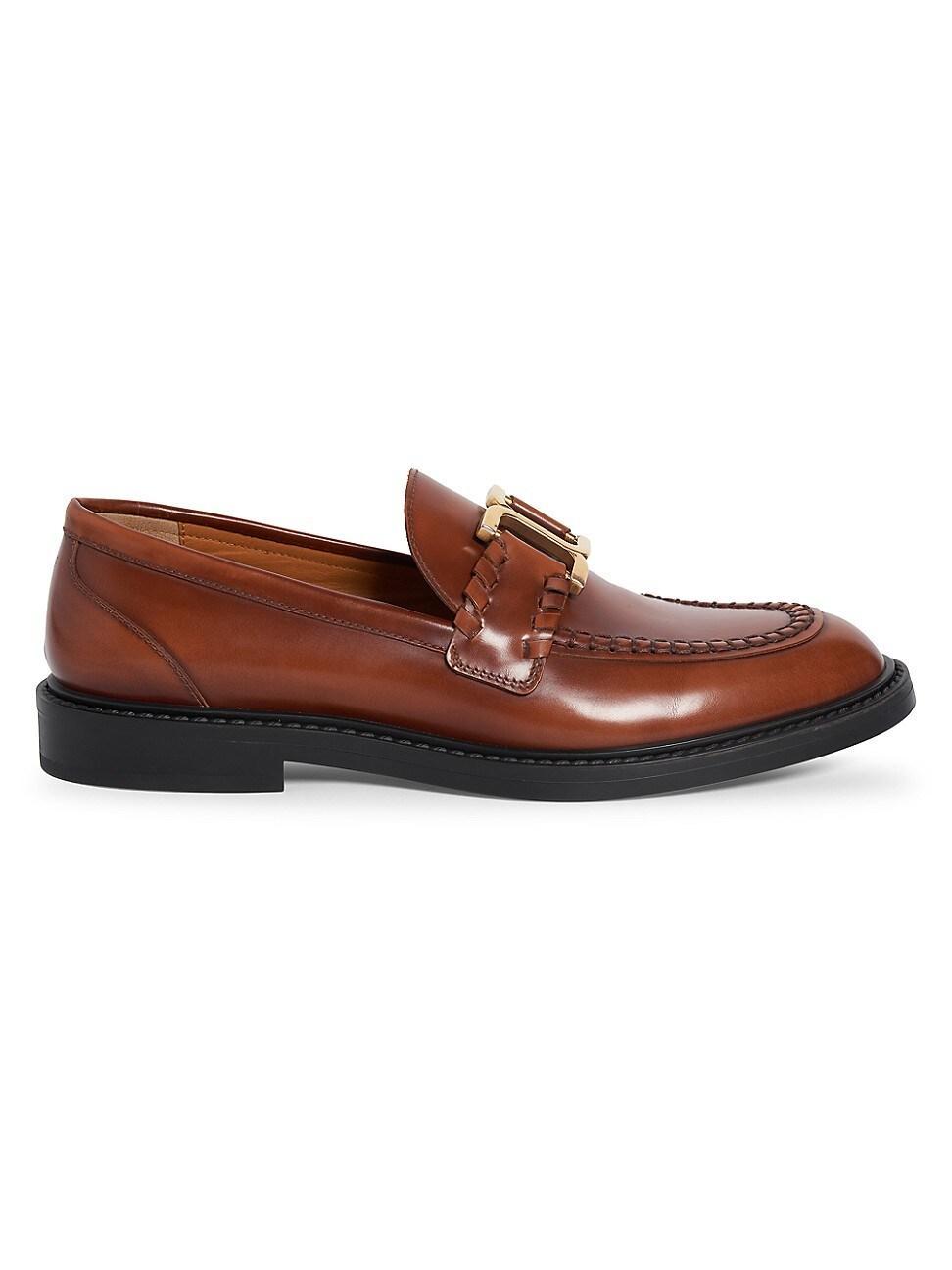Womens Marcie Logo Buckle Leather Loafers Product Image