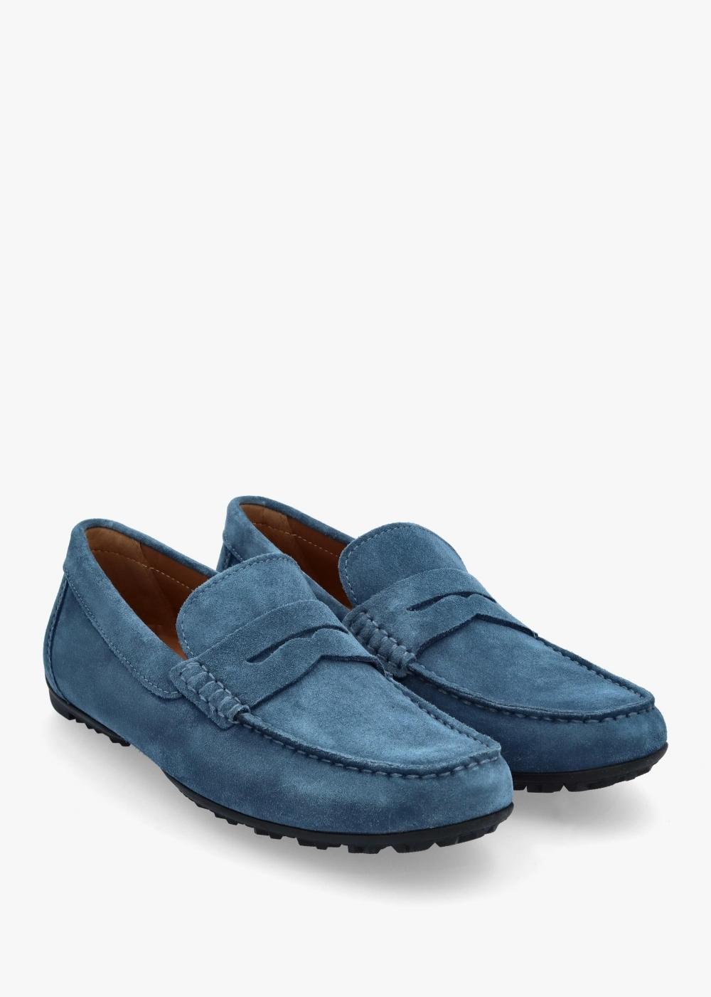 GEOX Mens U Kosmopolis + Grip Dark Avio Suede Loafers Mens Eu Sizes: 44, In Blue Suede Product Image