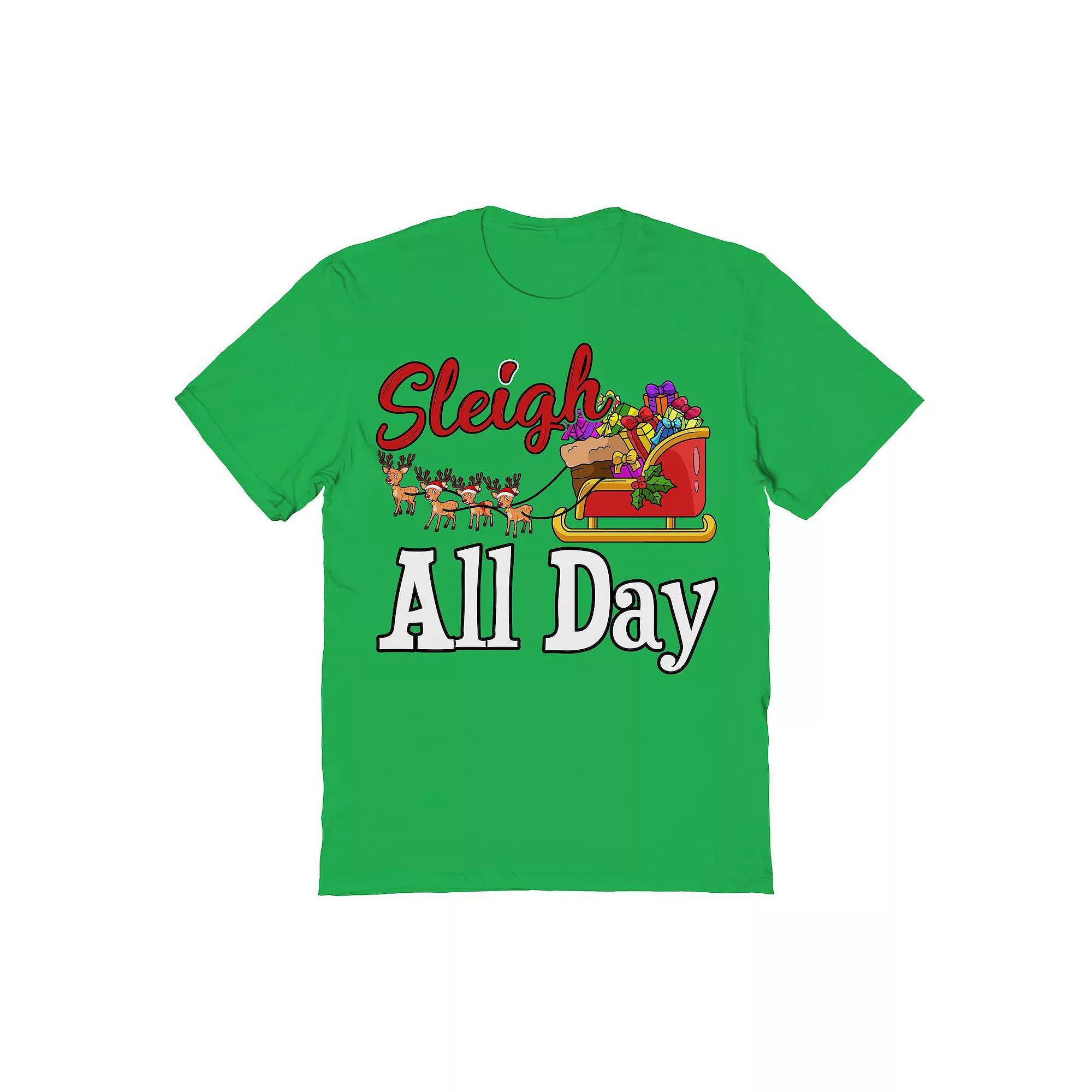 Men's Sleigh Gift Day Christmas Graphic Tee, Size: Small, Irish Green Product Image