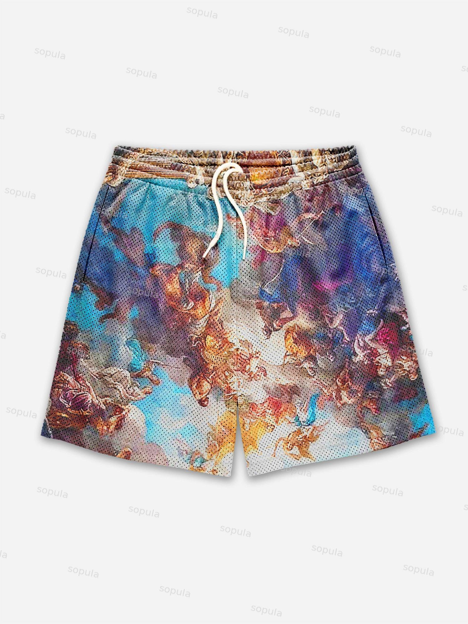 God Heaven Print Mesh Shorts Product Image