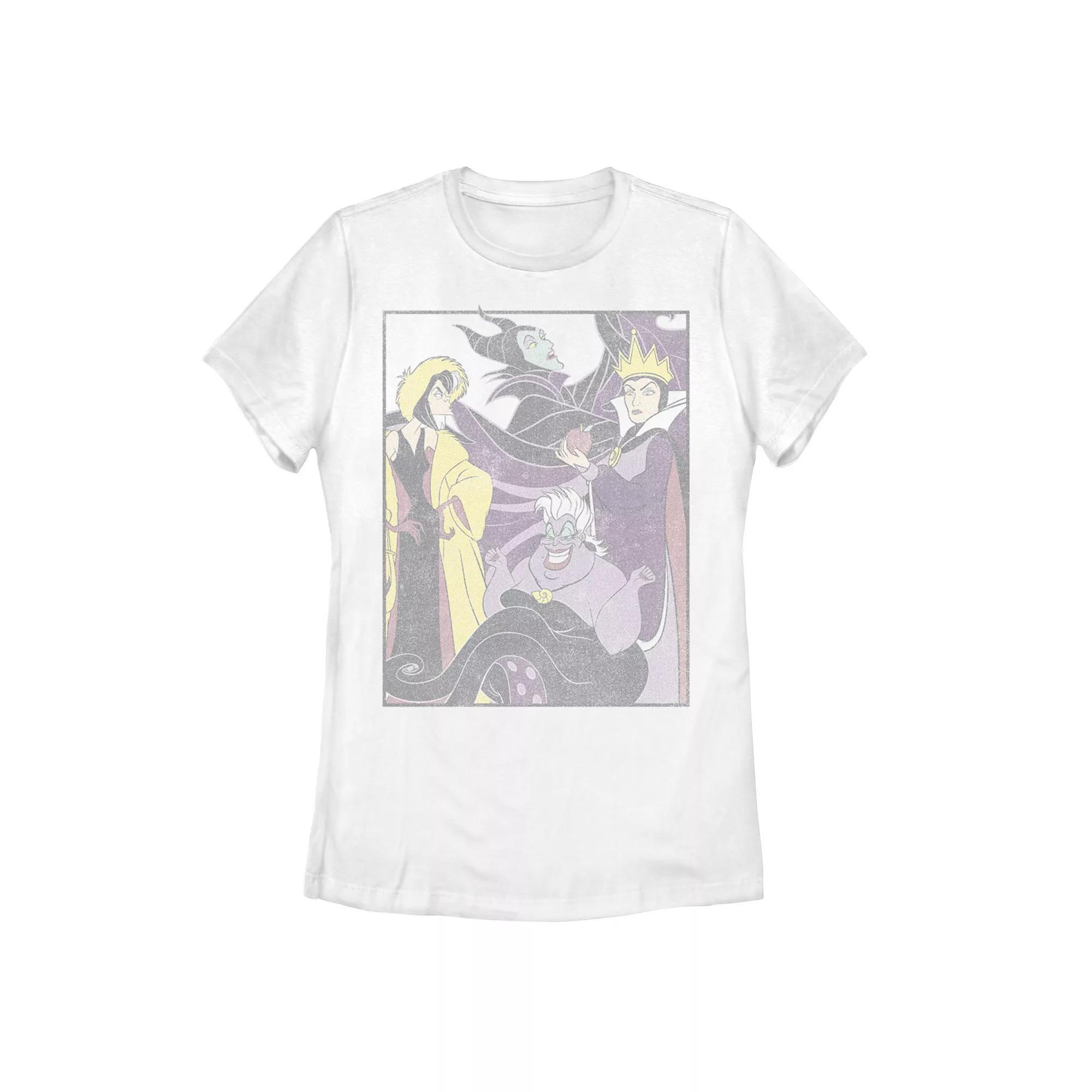 Disney Villains Bad Ladies Portrait Group Juniors' Graphic Tee, Girl's, Size: Medium, White Product Image