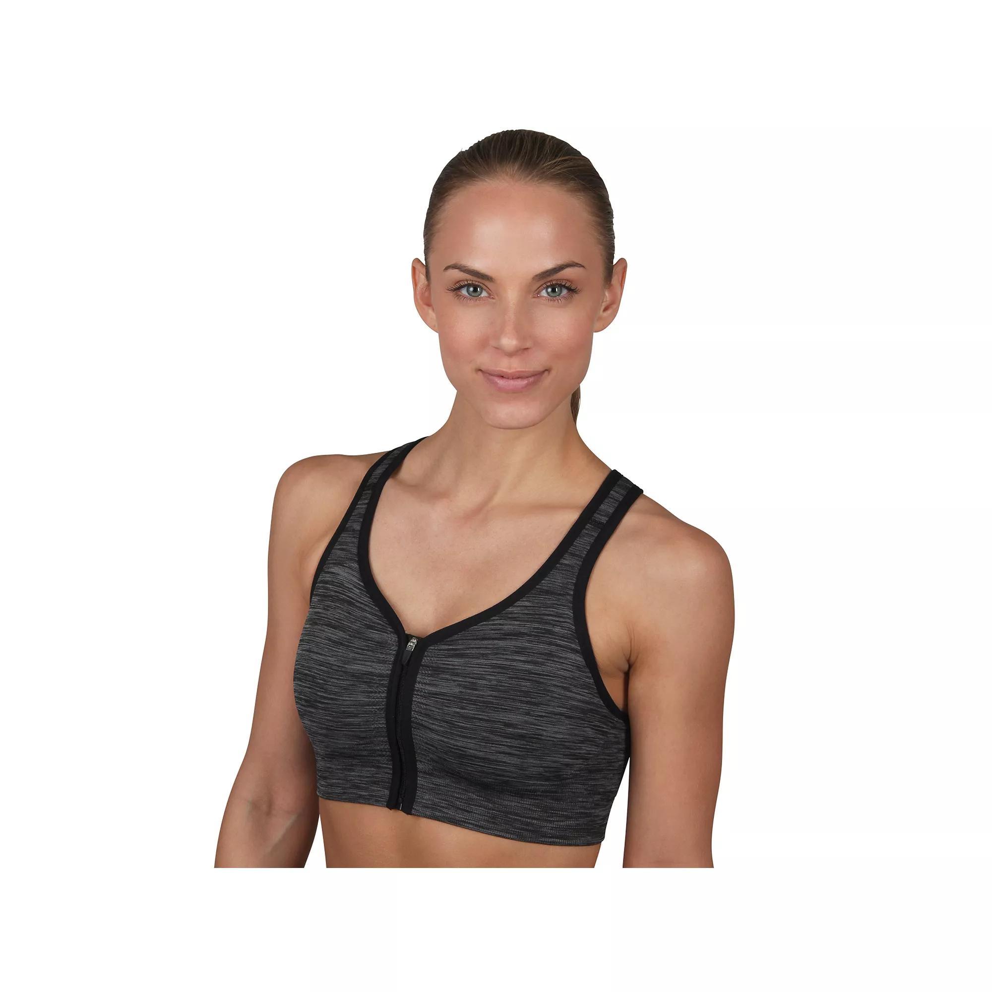 Jockey Sport® Zip Front Seam Free Sports Bra, Women's, Size: Small, Deep Black Space Dye Product Image