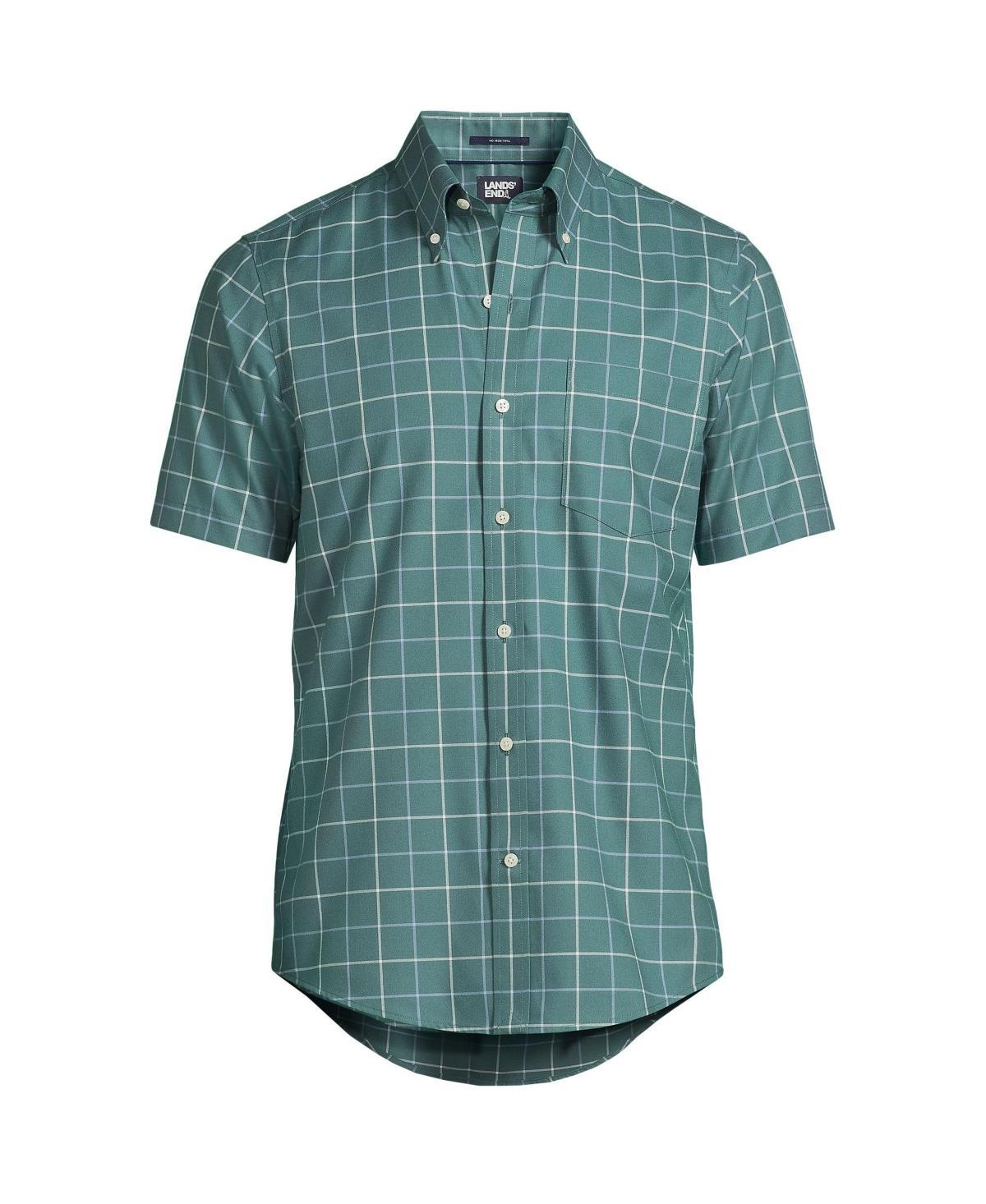 Big & Tall Lands' End No-Iron Button-Down Shirt, Men's, Size: Large Tall, Rain Blue Windowpane Product Image