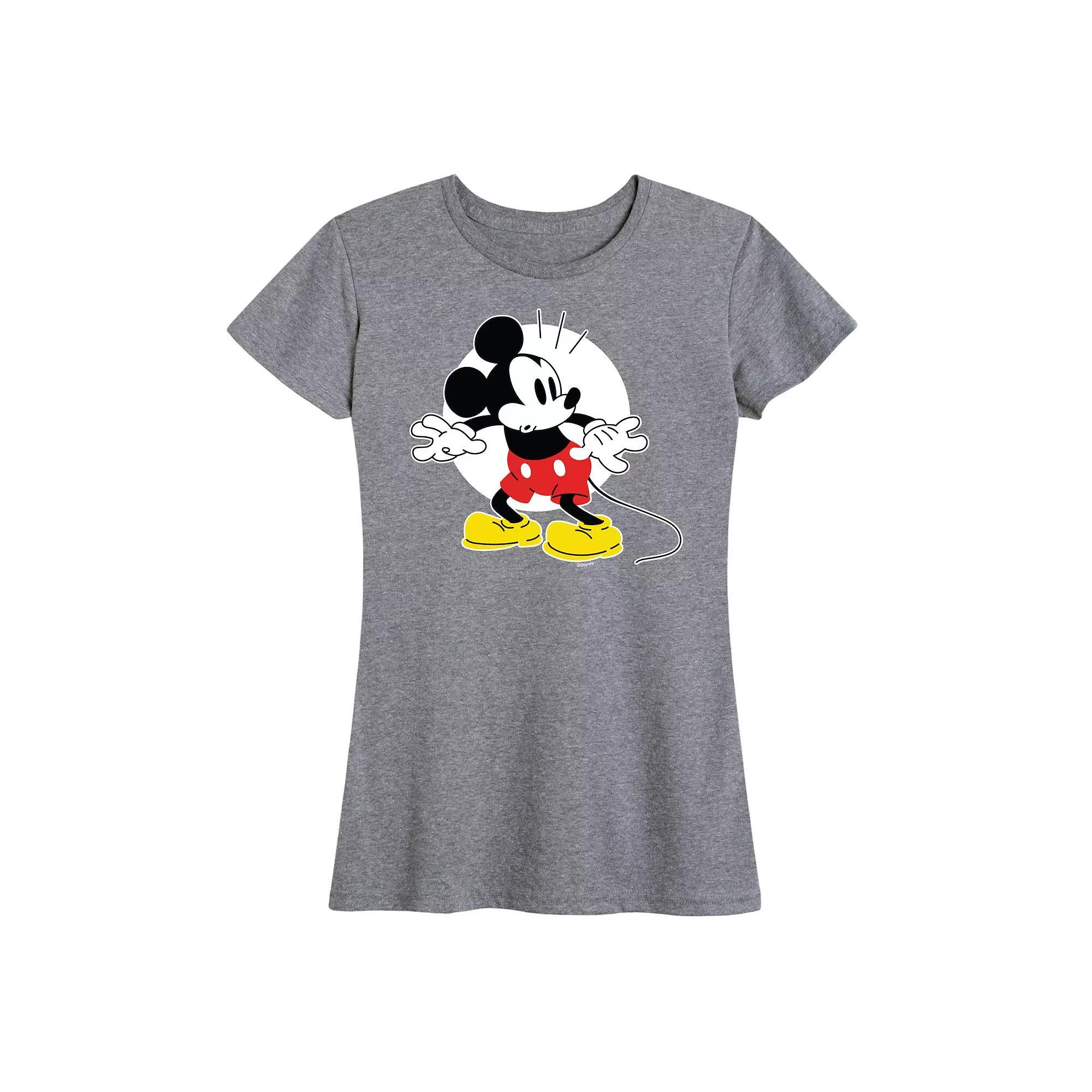 Disneys Mickey Mouse Womens Surprised Graphic Tee Grey Blue Product Image