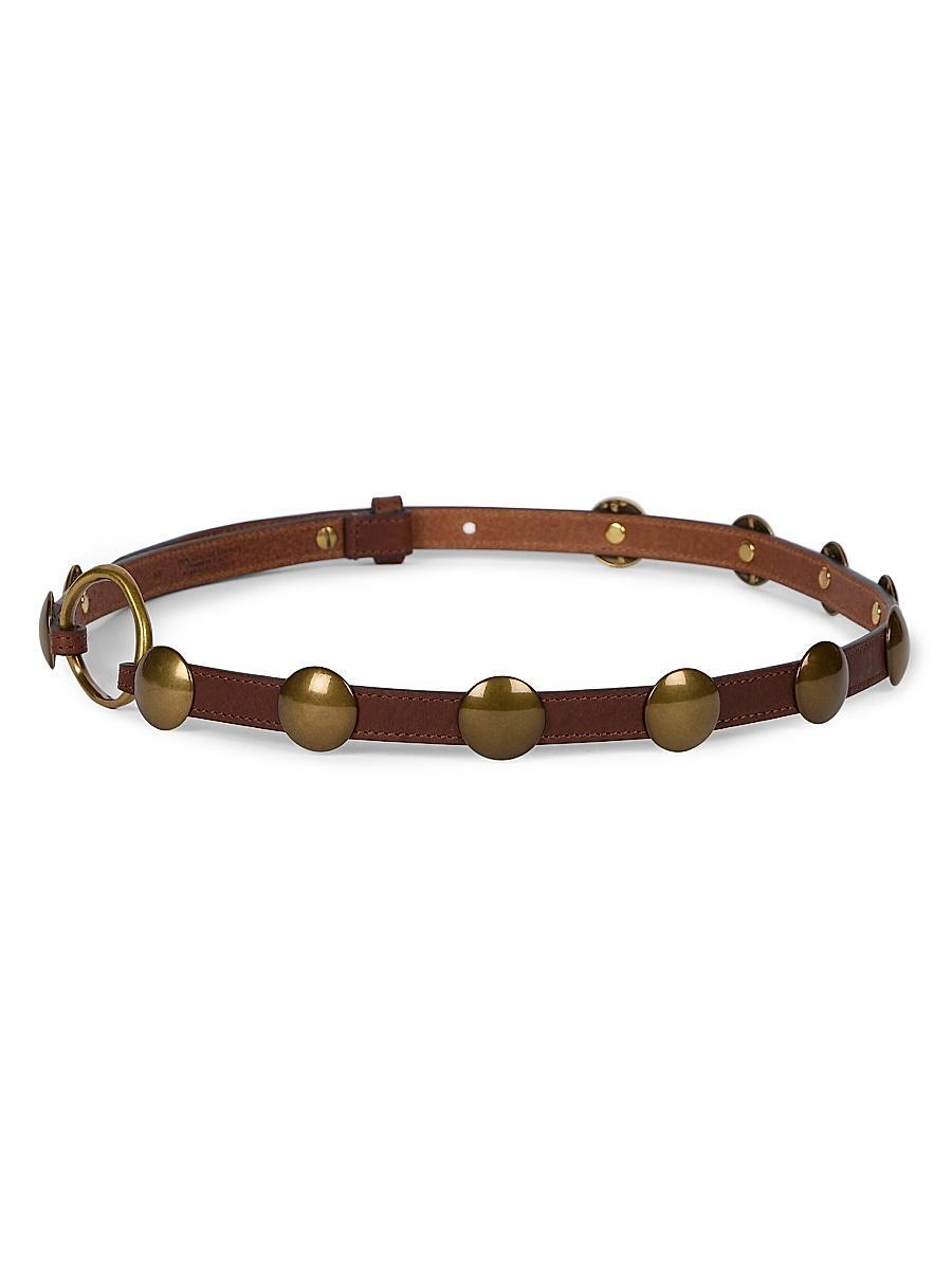 Womens Karlo Studded Leather Skinny Belt Product Image