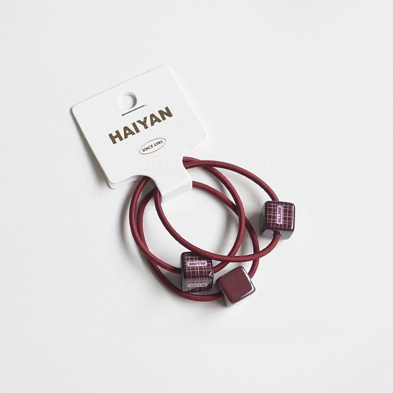 Set of 3: Plaid Cube Hair Tie + Plain Hair Tie Product Image