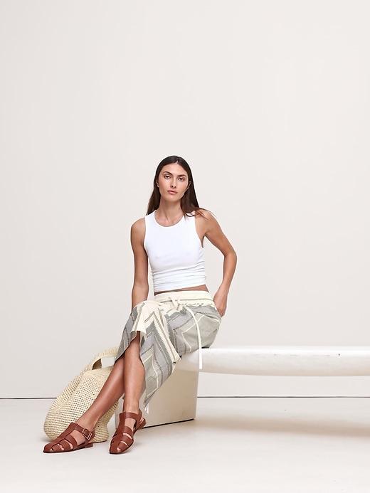 Cotton-Silk Drawstring Midi Skirt Product Image