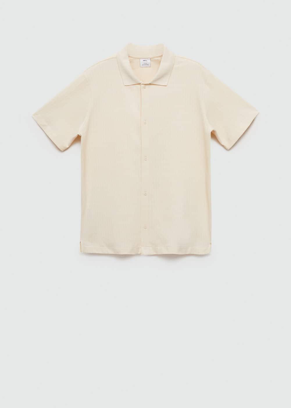 Regular-fit textured buttoned polo shirt - Men | MANGO USA Product Image