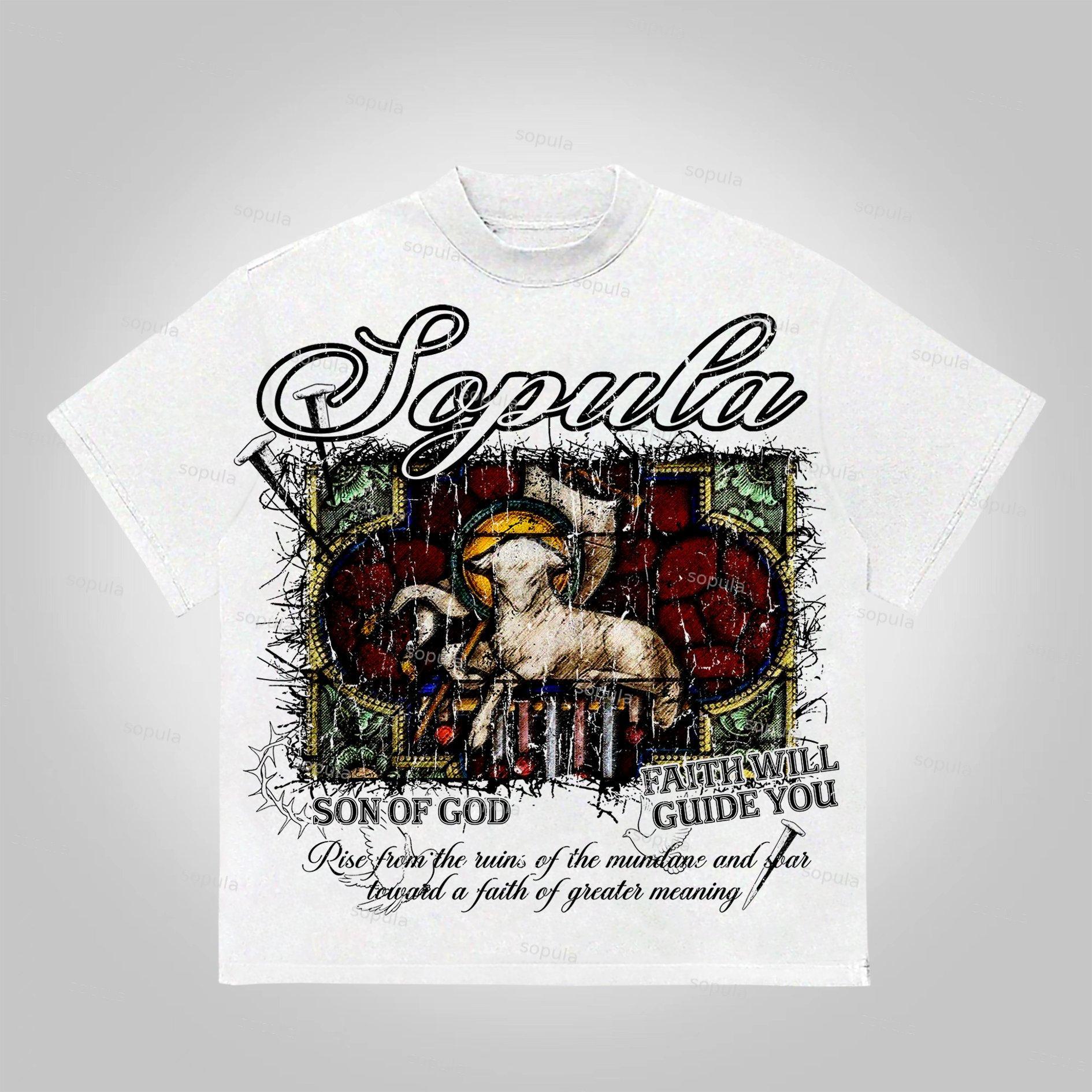 Sopula Lamb Of God Make Vintage Graphics Cotton T-Shirt Product Image