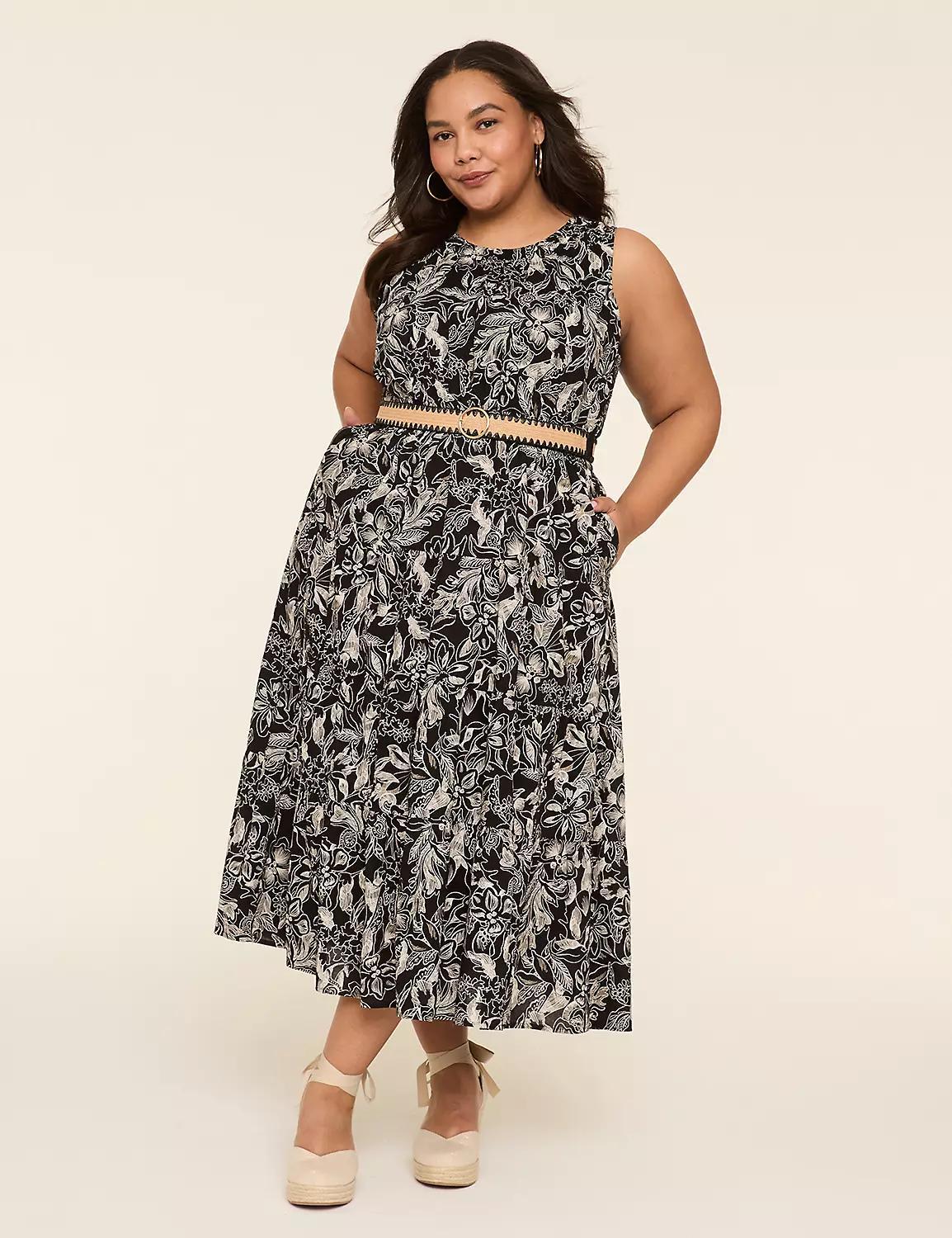Shirred Scoop-Neck Tiered Maxi Dress Product Image