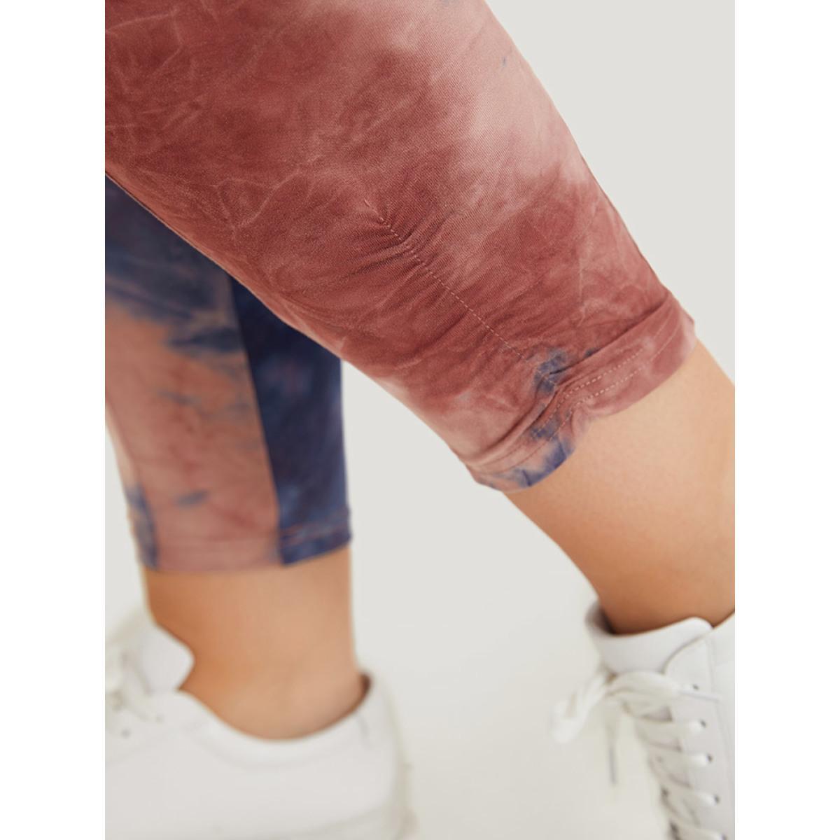 Plus Size Tie Dye Gathered Skinny Pocket Side Leggings Women Multicolor Casual High stretch Bodycon High Rise Dailywear Leggings BloomChic 18-20/2X Product Image