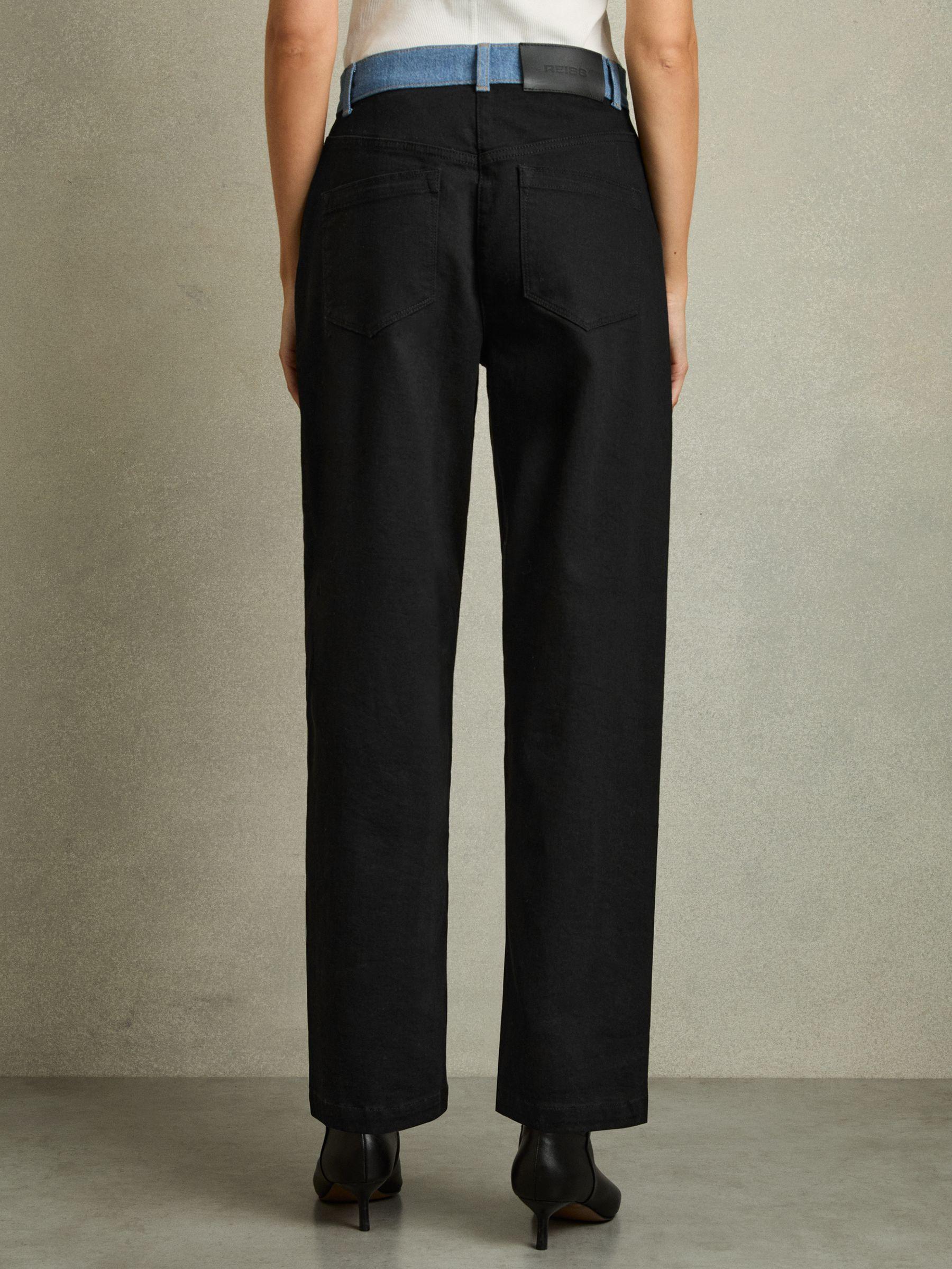 Petite Colour-Block Straight-Leg Jeans in Black Product Image