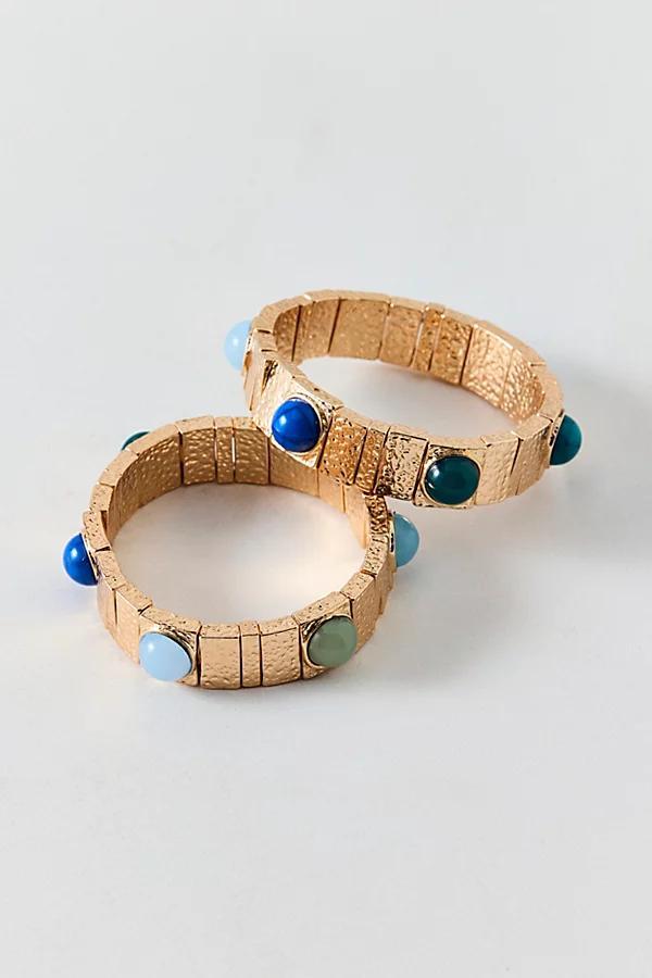 Stone Inset Chunky Tile Beaded Stretch Bracelet Set Womens at Urban Outfitters Product Image